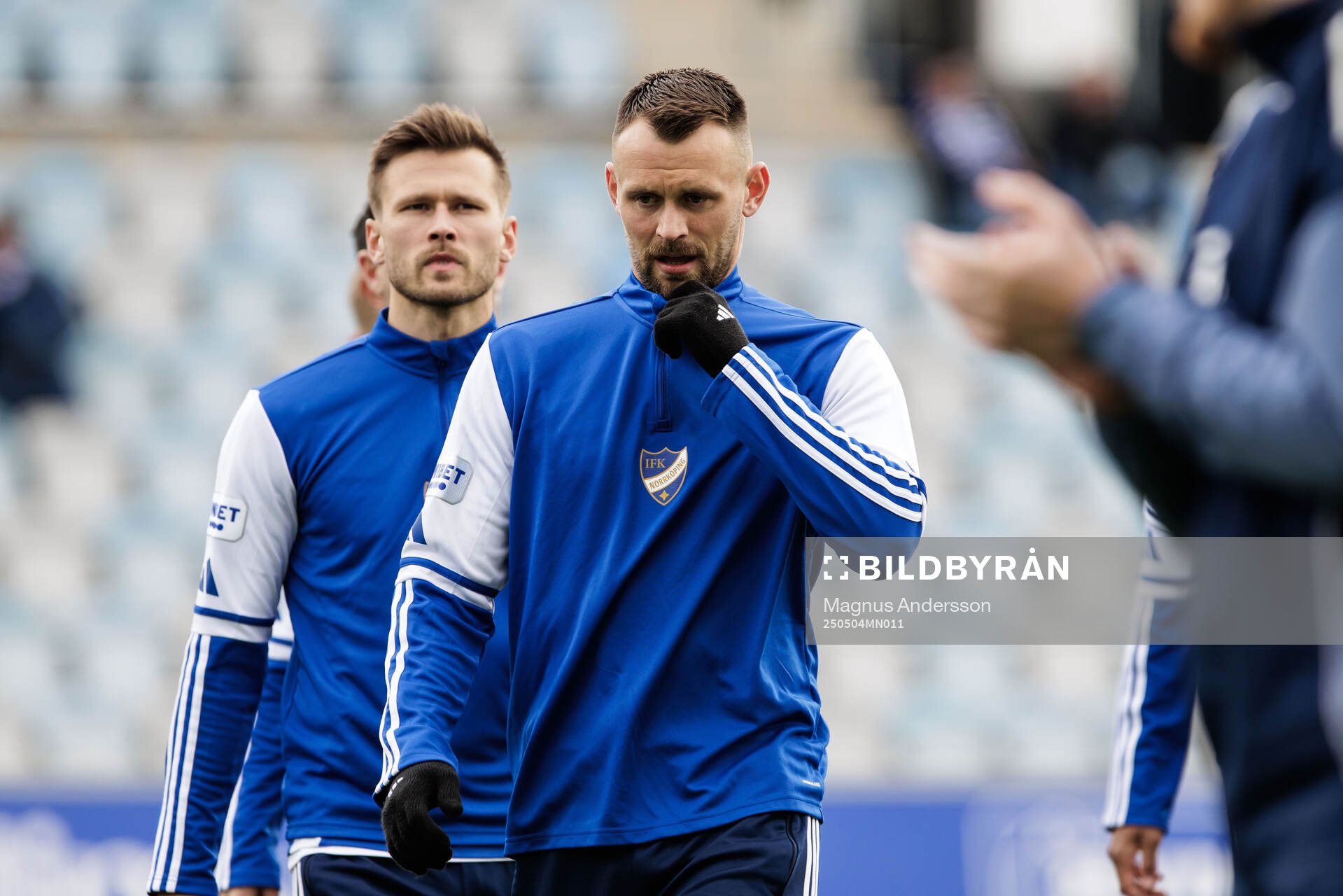 IFK Norrköpings Max Watson inför fotbollsmatchen i Allsvenskan mellan IFK Norrköping och Häcken den 4 maj 2025 i Norrköping. 