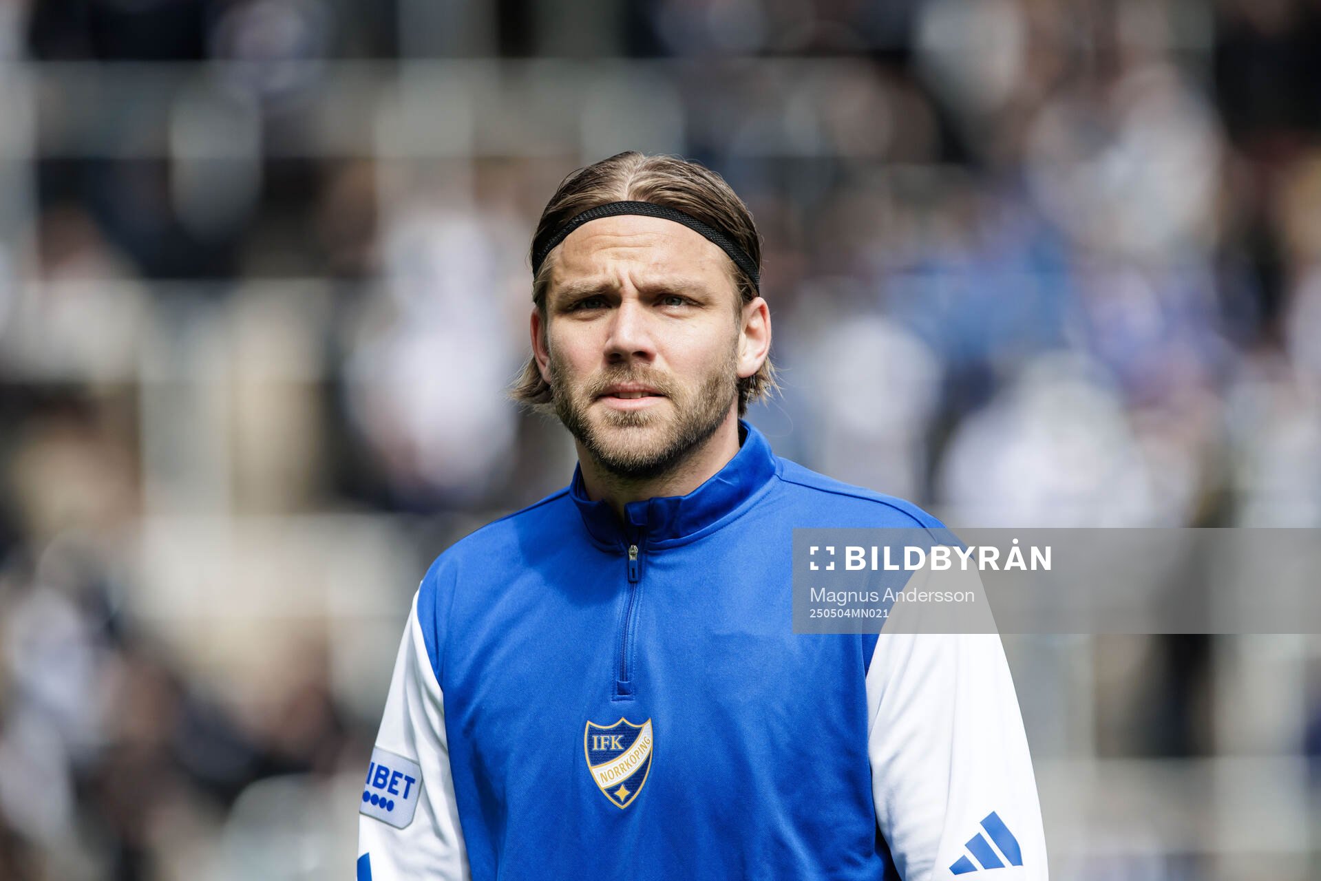 IFK Norrköpings Christoffer Nyman inför fotbollsmatchen i Allsvenskan mellan IFK Norrköping och Häcken den 4 maj 2025 i Norrköping.