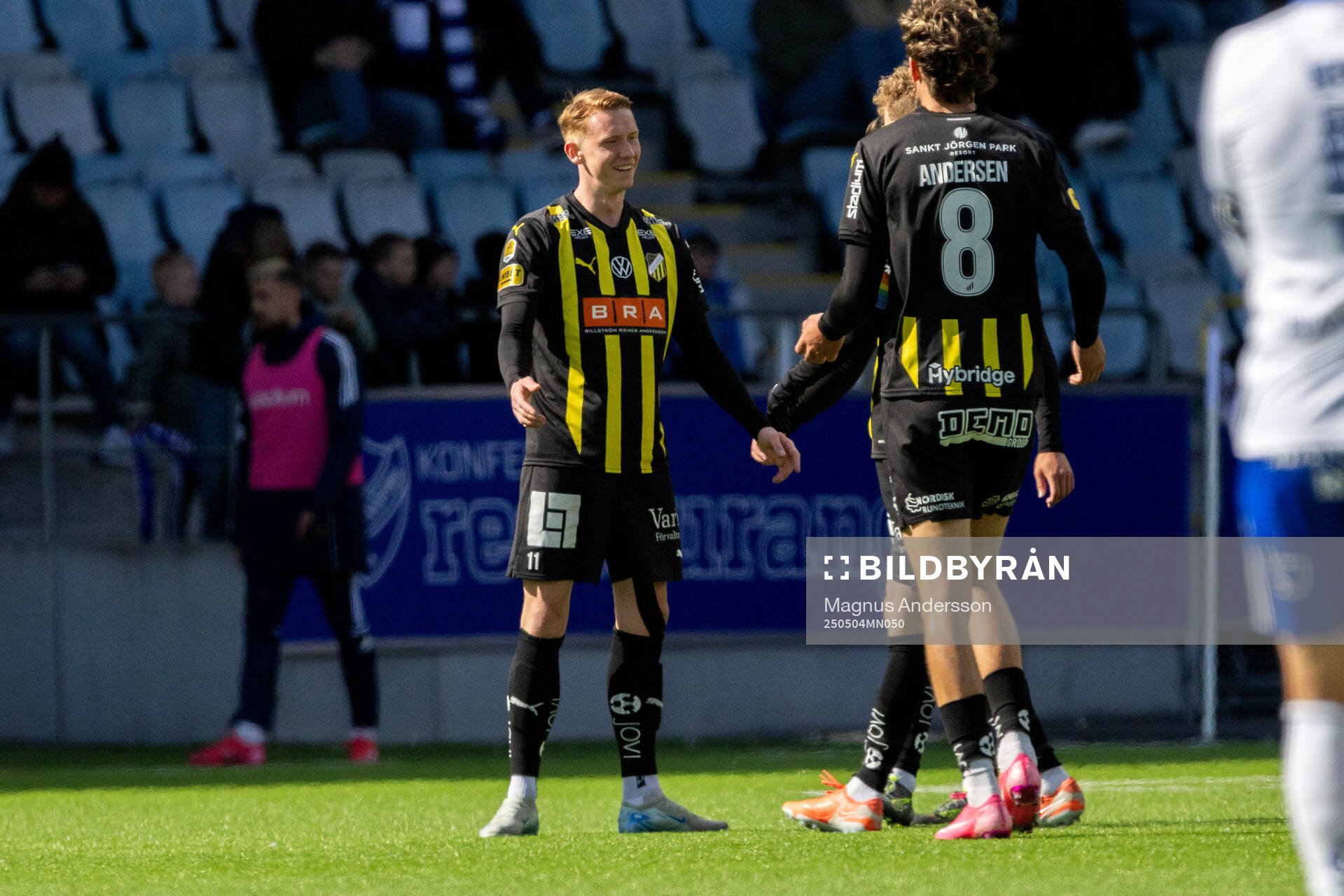 Häckens Julius Lindberg jublar efter 0-2 under fotbollsmatchen i Allsvenskan mellan IFK Norrköping och Häcken den 4 maj 2025 i Norrköping.
