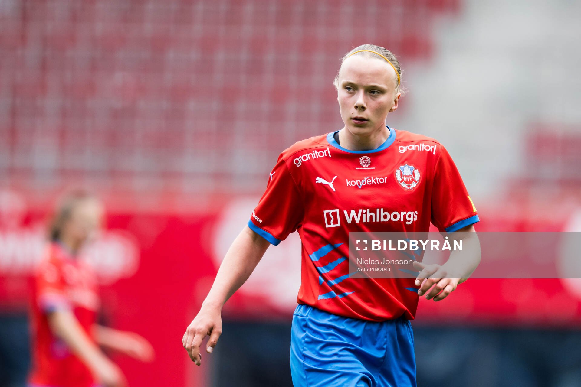 Helsingborgs Cornelia Rahmberg under fotbollsmatchen i Division 1 södra mellan Helsingborg och Eskilsminne den 4 maj 2025 i Helsingborg.