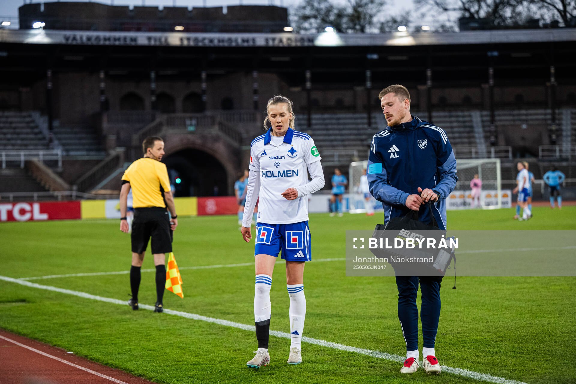 IFK Norrköpings Ebba Handfast under fotbollsmatchen i Damallsvenskan mellan Djurgården och IFK Norrköping den 5 maj 2025 i Stockholm.