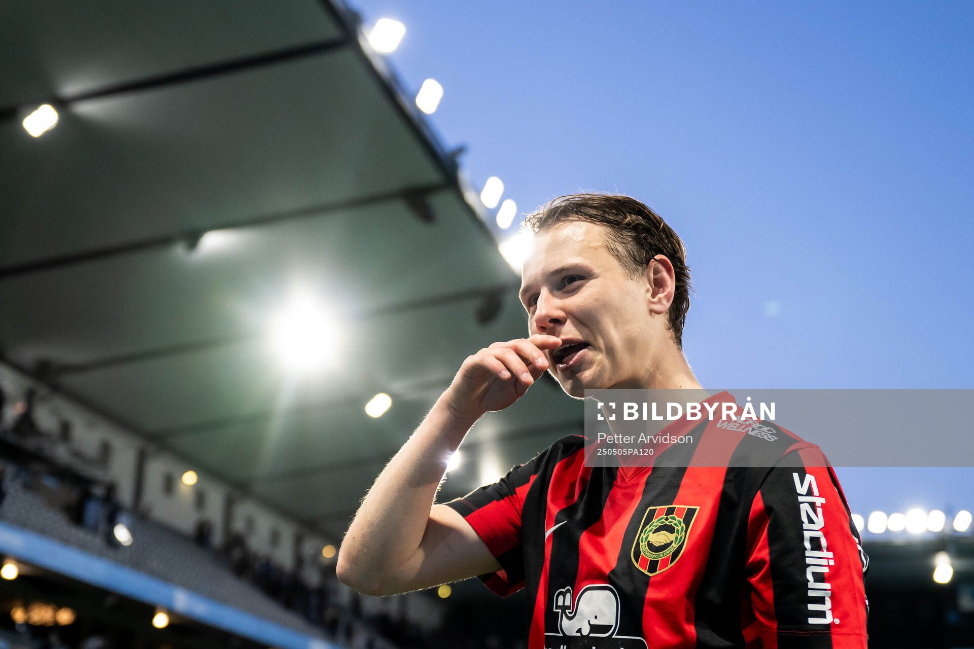 Brommapojkarnas Alex Timossi Andersson efter fotbollsmatchen i Allsvenskan mellan Malmö FF och Brommapojkarna den 5 maj 2025 i Malmö.
