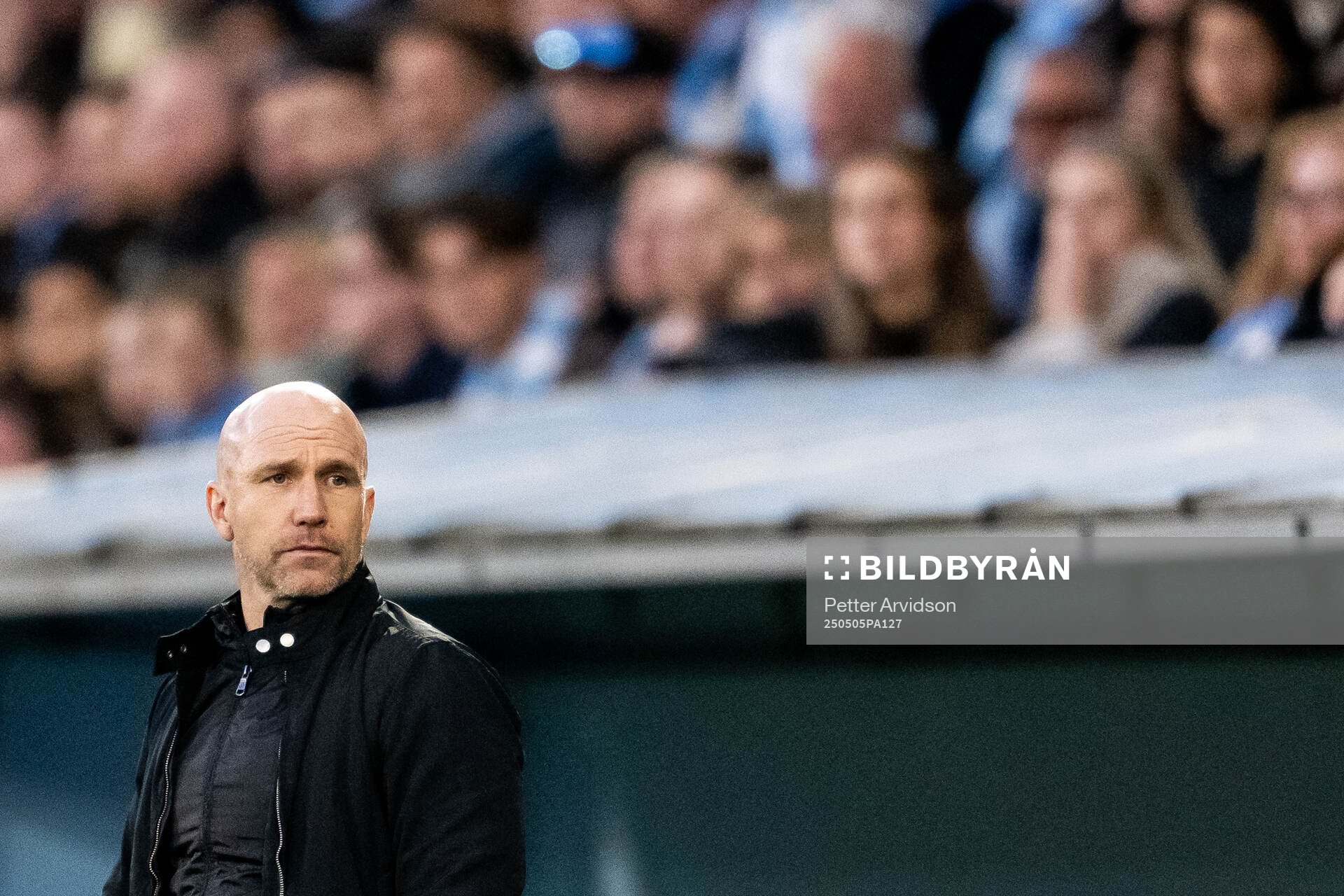Malmö FFs tränare Henrik Rydström  under fotbollsmatchen i Allsvenskan mellan Malmö FF och Brommapojkarna den 5 maj 2025 i Malmö. 