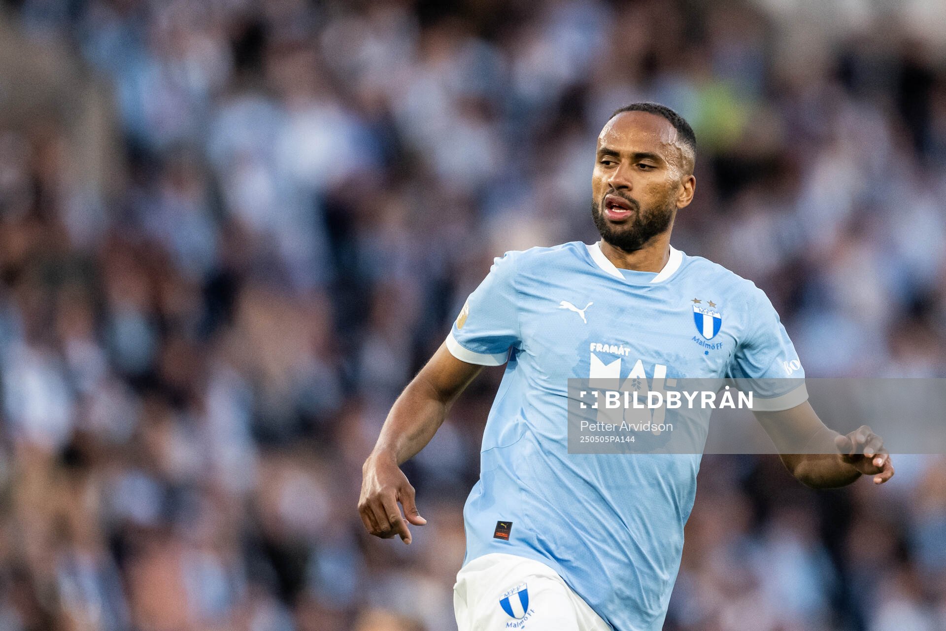Malmö FFs Isaac Kiese Thelin under fotbollsmatchen i Allsvenskan mellan Malmö FF och Brommapojkarna den 5 maj 2025 i Malmö. 