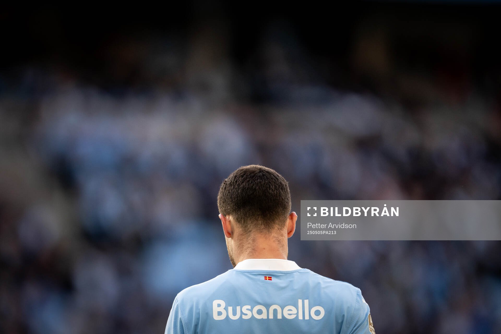 Malmö FFs Gabriel Busanello under fotbollsmatchen i Allsvenskan mellan Malmö FF och Brommapojkarna den 5 maj 2025 i Malmö. 