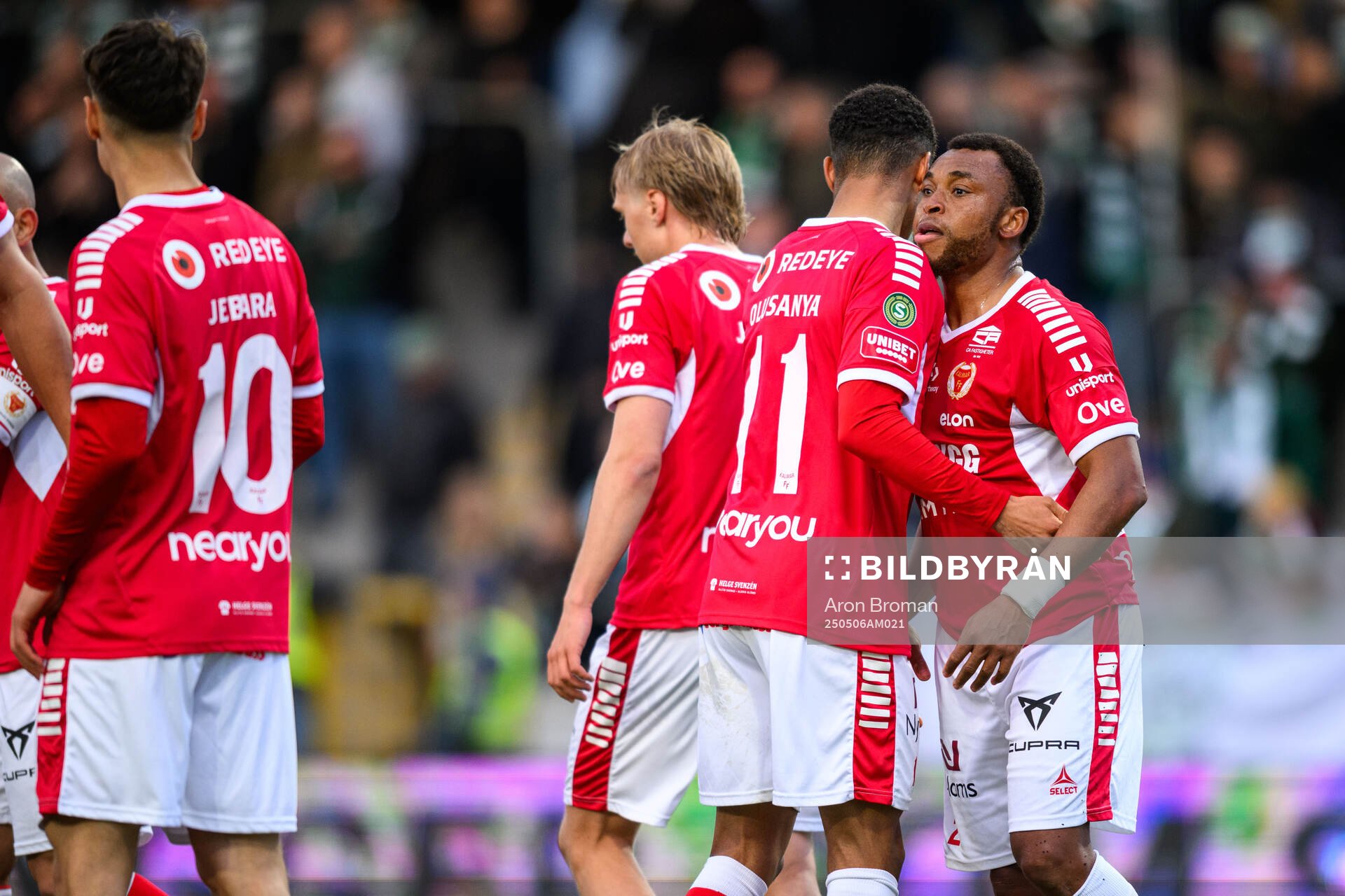 Kalmars Abdussalam Magashy jublar efter 1-2 under fotbollsmatchen i Superettan mellan Västerås och Kalmar den 6 maj 2025 i Västerås. 