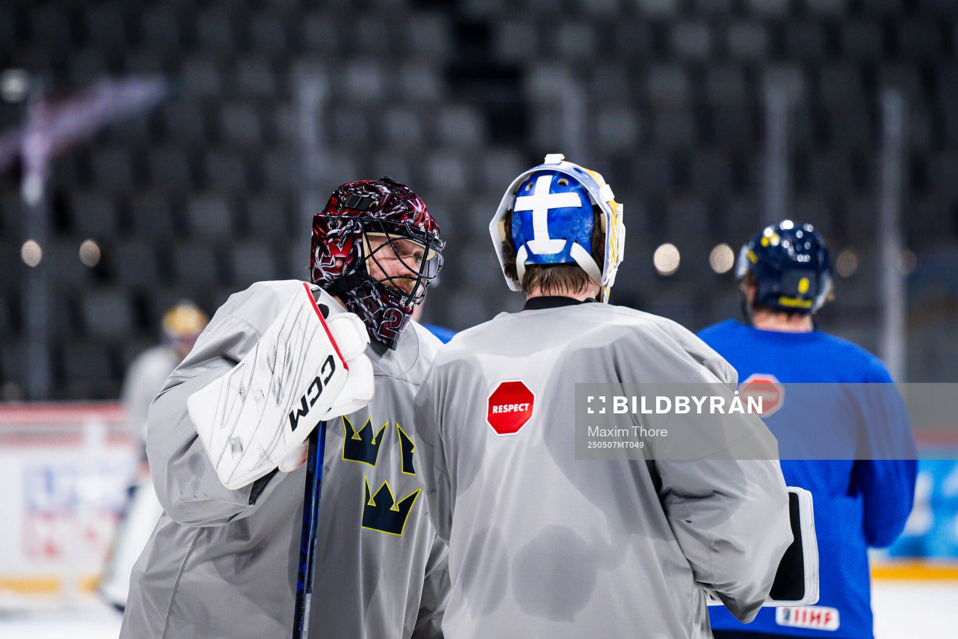Goaltender Jacob Markström of Sweden at a practice session