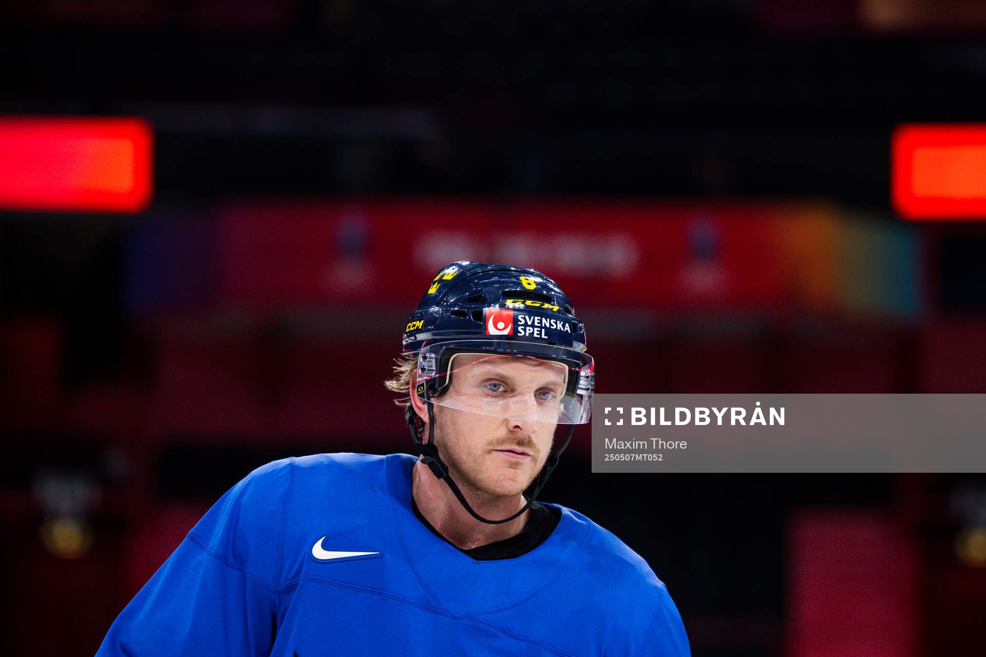 Jonas Brodin of Sweden at a practice session