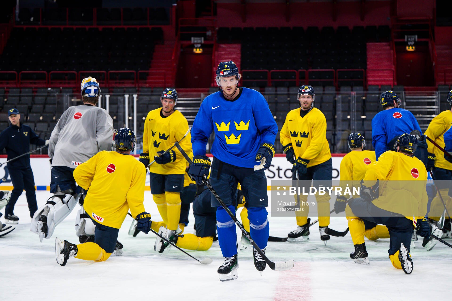 Jonas Brodin of Sweden at a practice session