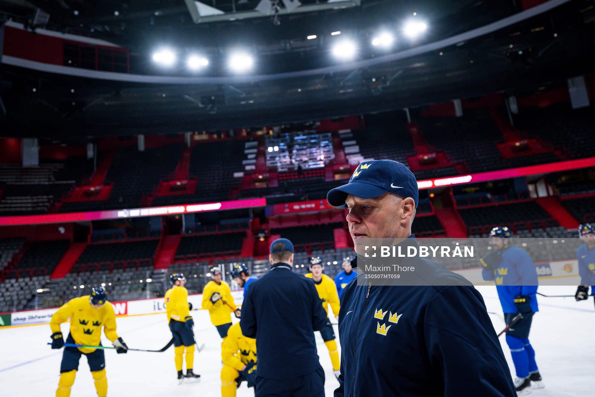 Assistant coach Nicklas Rahm of Sweden at a practice session