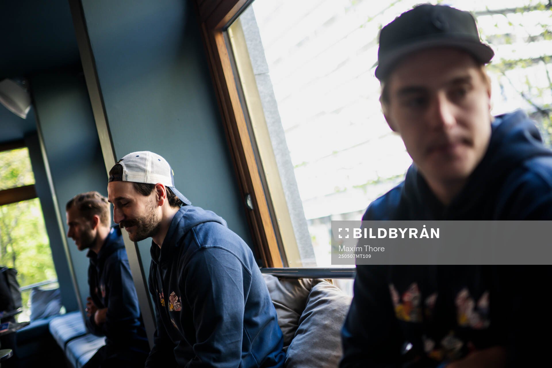 Filip Forsberg and Leo Carlsson of Sweden at a press event