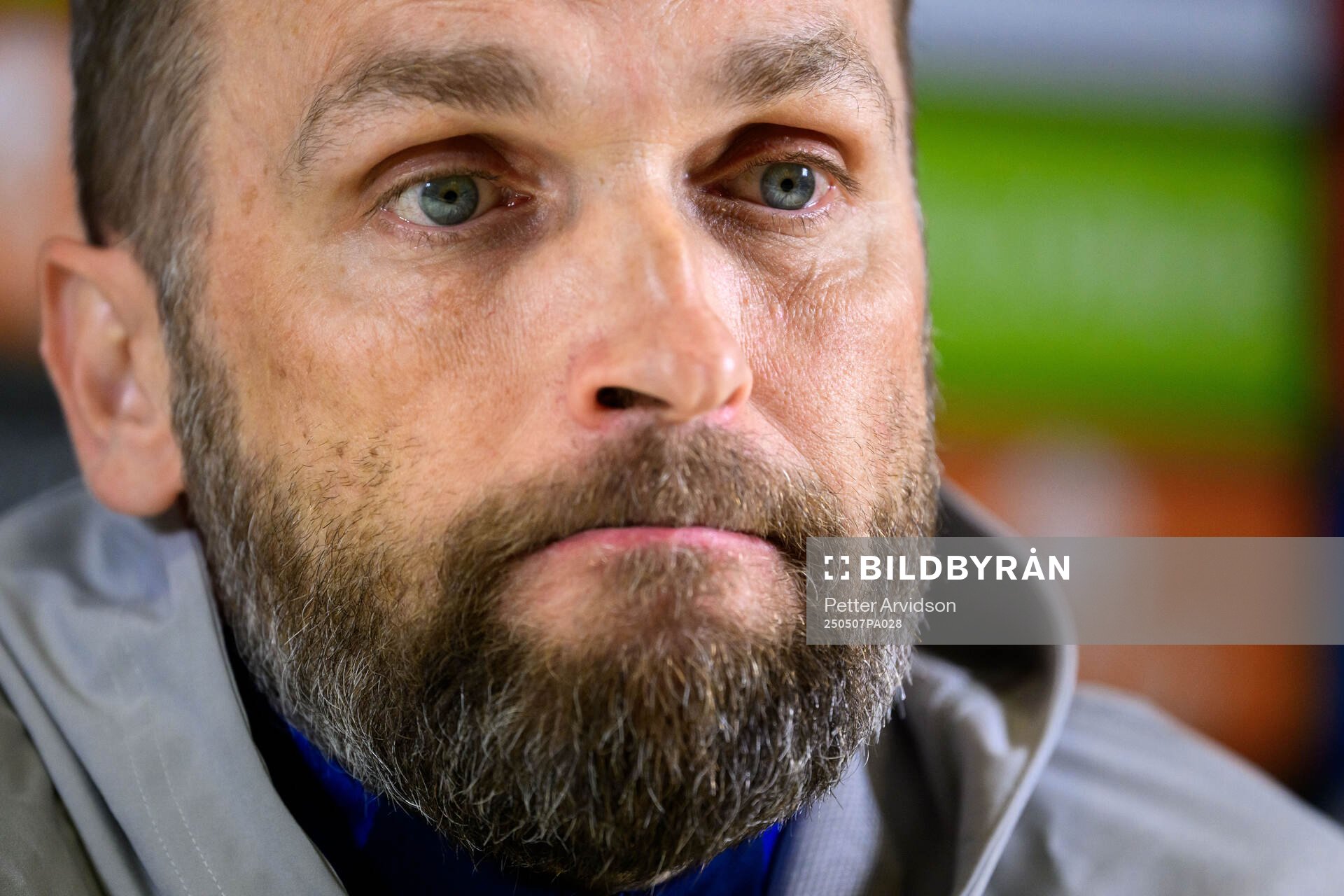 Head coach Jani Honkavaara of Djurgården during a UEFA Conference League press conference on May 7, 2025 in London.