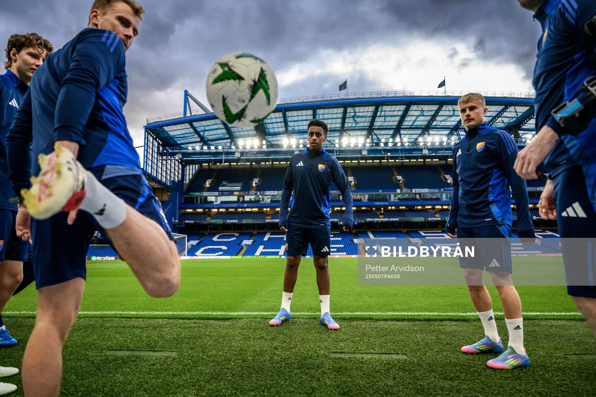 Isak Alemayehu Mulugeta of Djurgården during a UEFA Conference League training session on May 7, 2025 in London. 