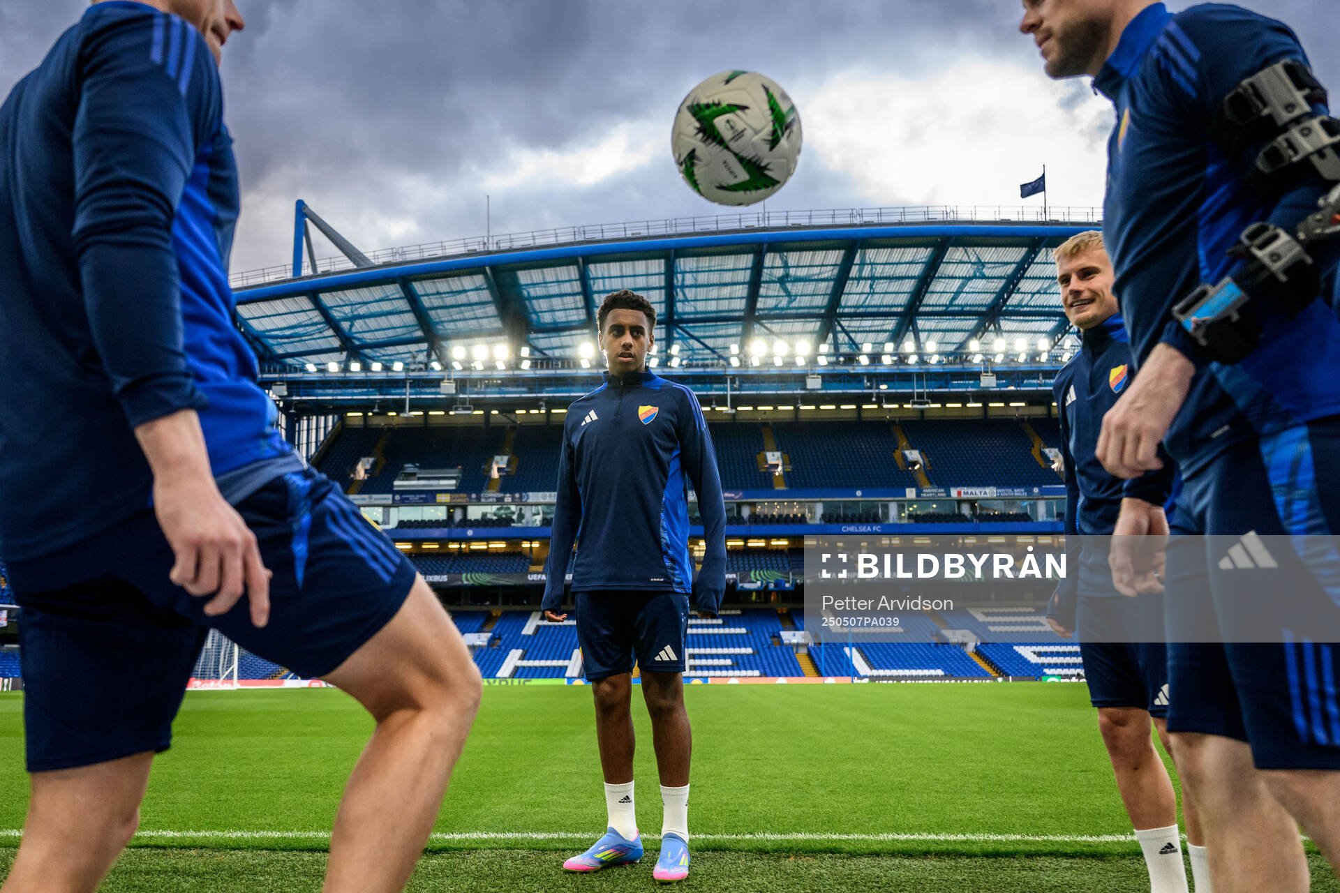Isak Alemayehu Mulugeta of Djurgården during a UEFA Conference League training session on May 7, 2025 in London. 