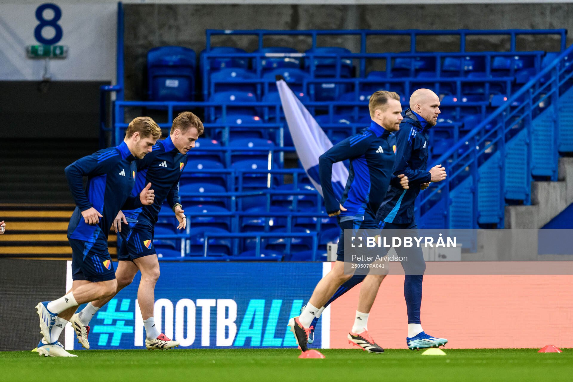 Jacob Une and Marcus Danielson of Djurgården during a UEFA Conference League training session on May 7, 2025 in London. 