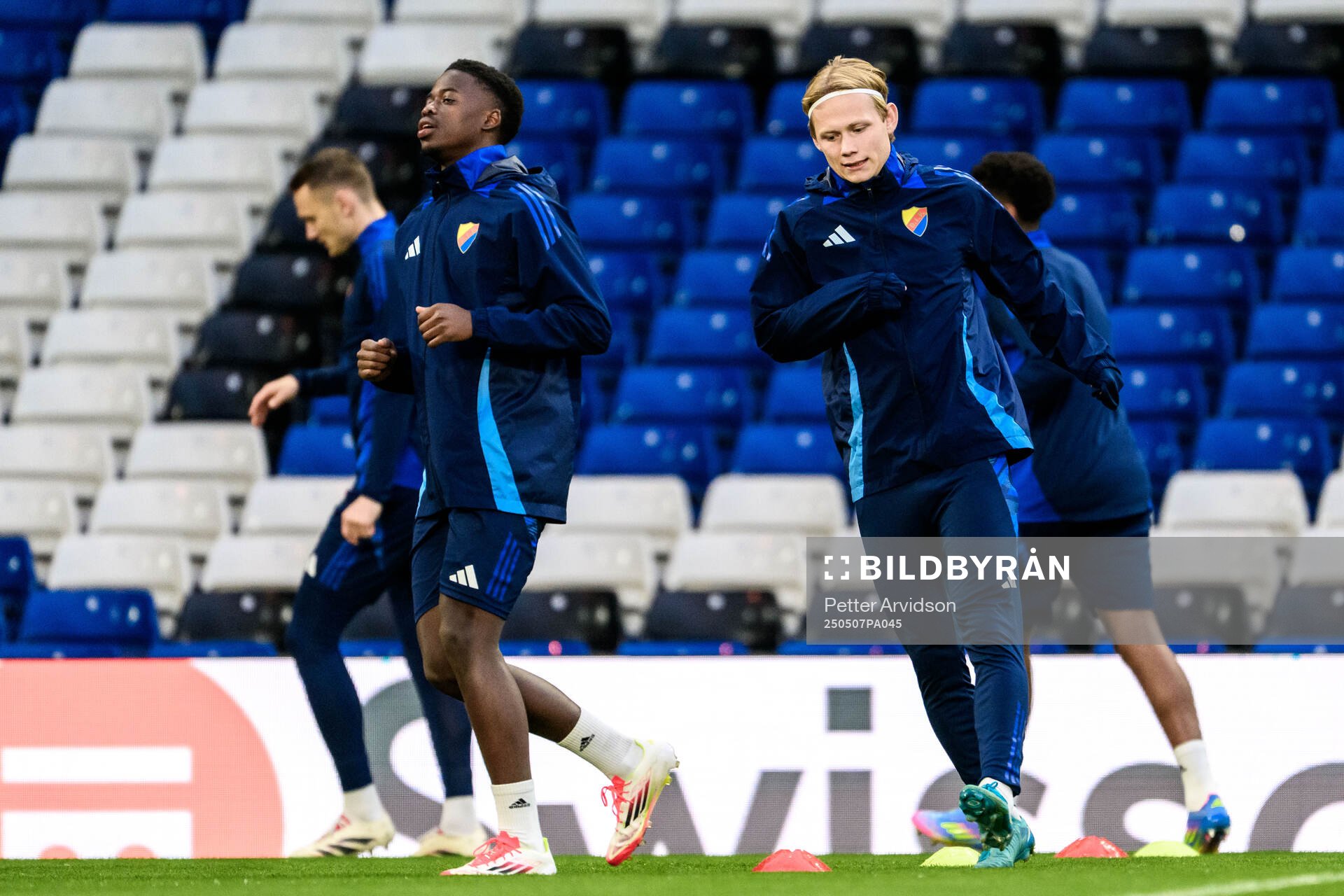 Tobias Gulliksen of Djurgården during a UEFA Conference League training session on May 7, 2025 in London. 