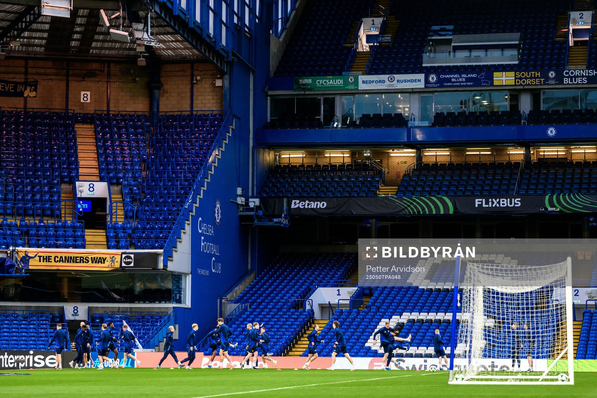 Players of Djurgården during a UEFA Conference League training session on May 7, 2025 in London. 