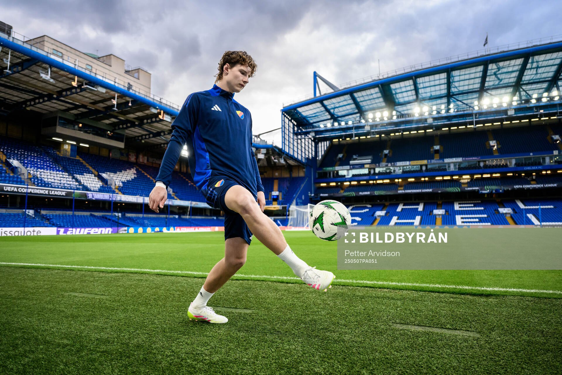 August Priske Flyger of Djurgården during a UEFA Conference League training session on May 7, 2025 in London. 