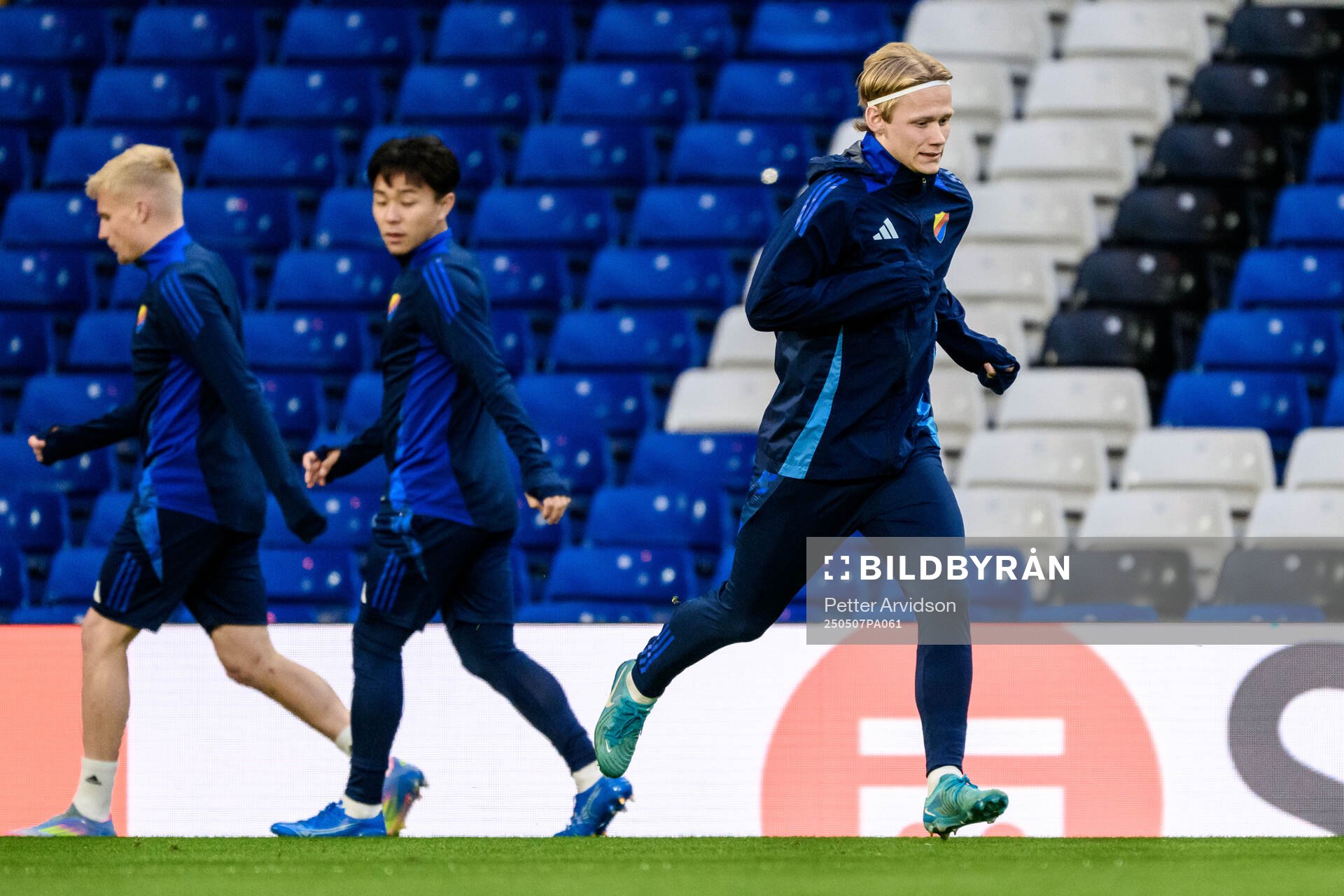 Tobias Gulliksen of Djurgården during a UEFA Conference League training session on May 7, 2025 in London. 