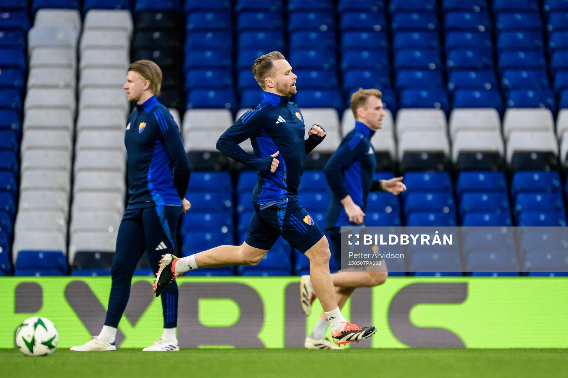 Jacob Une of Djurgården during a UEFA Conference League training session on May 7, 2025 in London. 
