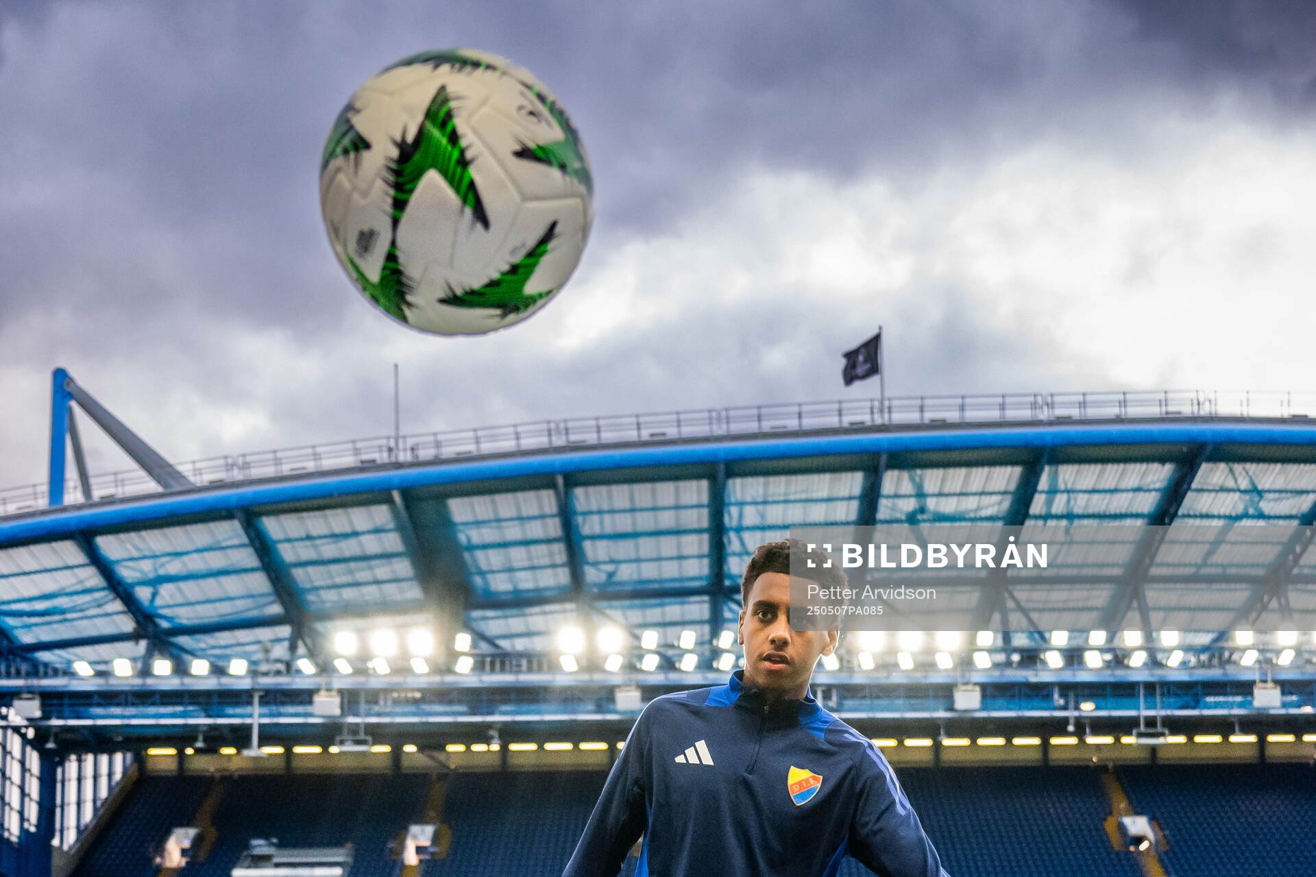 Isak Alemayehu Mulugeta of Djurgården during a UEFA Conference League training session on May 7, 2025 in London. 