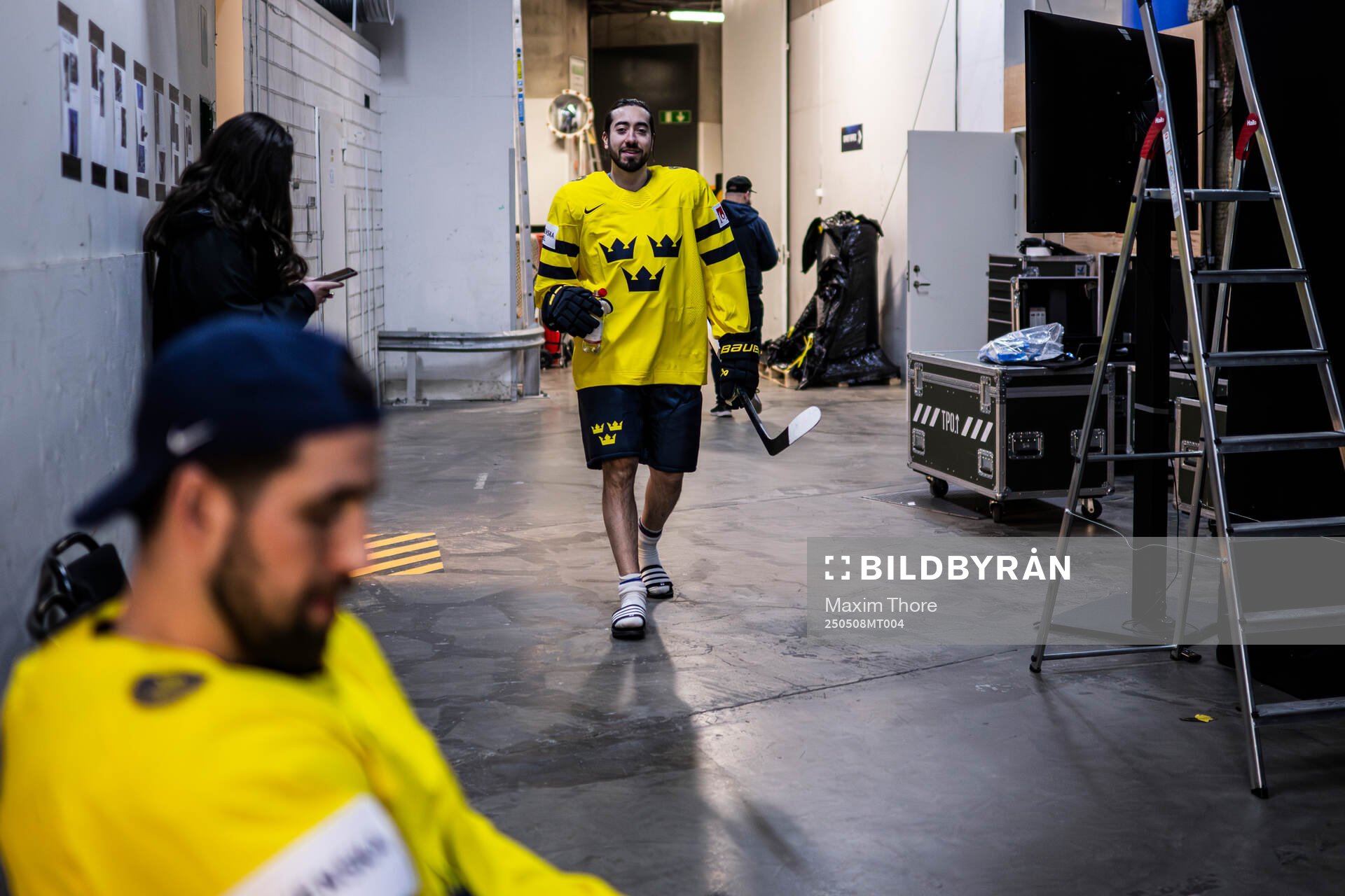 Erik Gustafsson and Mika Zibanejad of Sweden