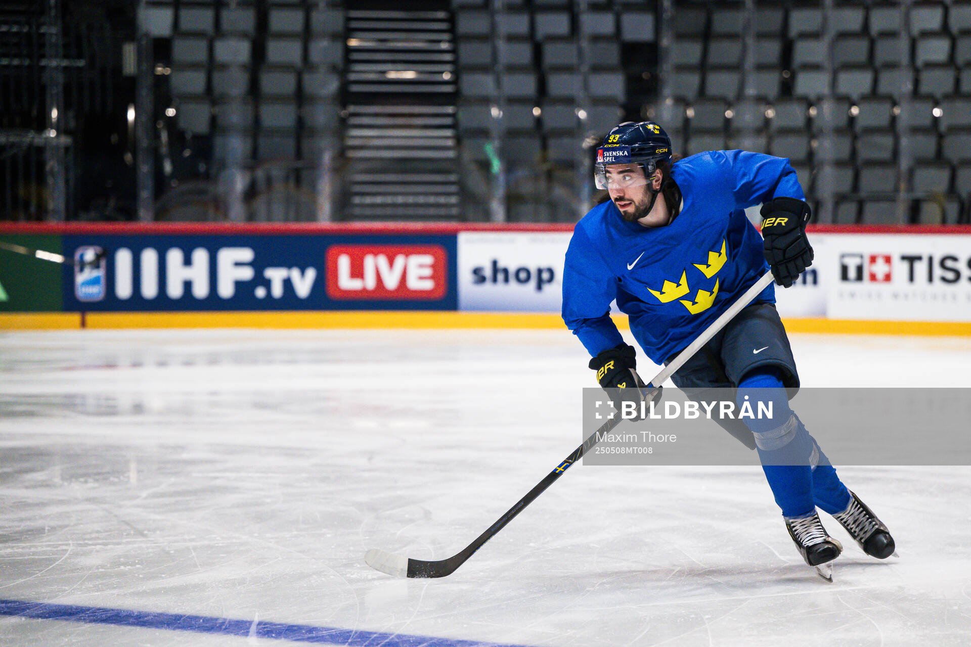 Mika Zibanejad of Sweden at a practice session