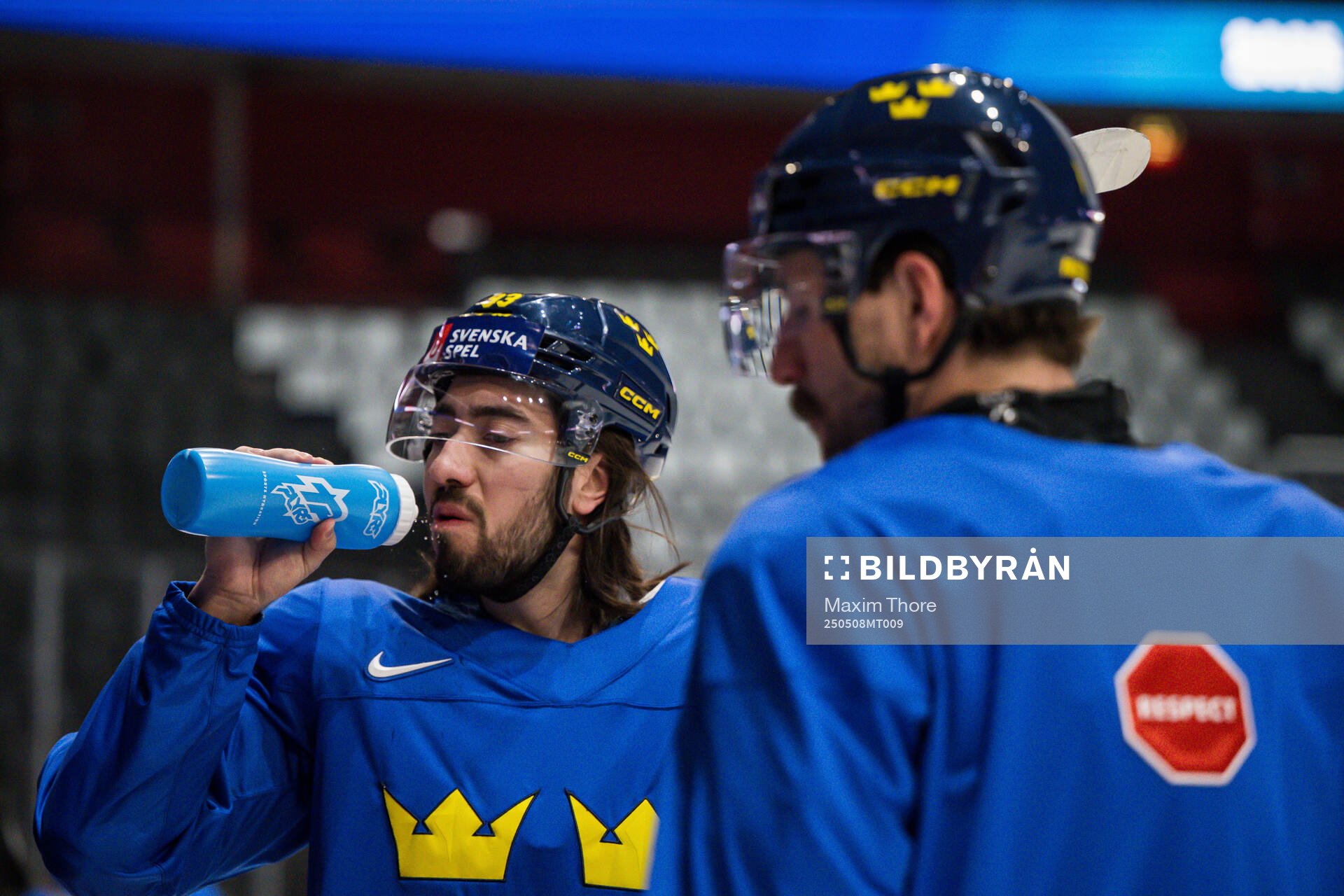 Mika Zibanejad of Sweden at a practice session