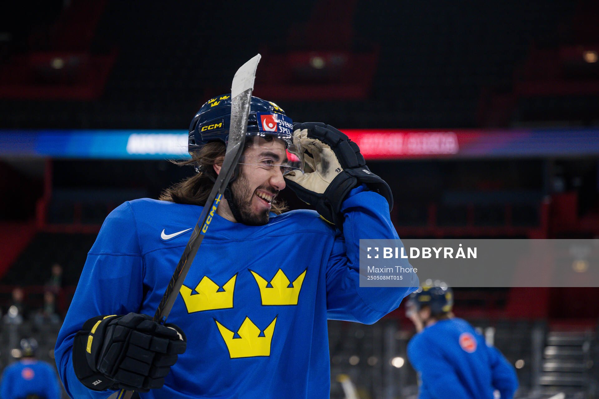 Mika Zibanejad of Sweden at a practice session