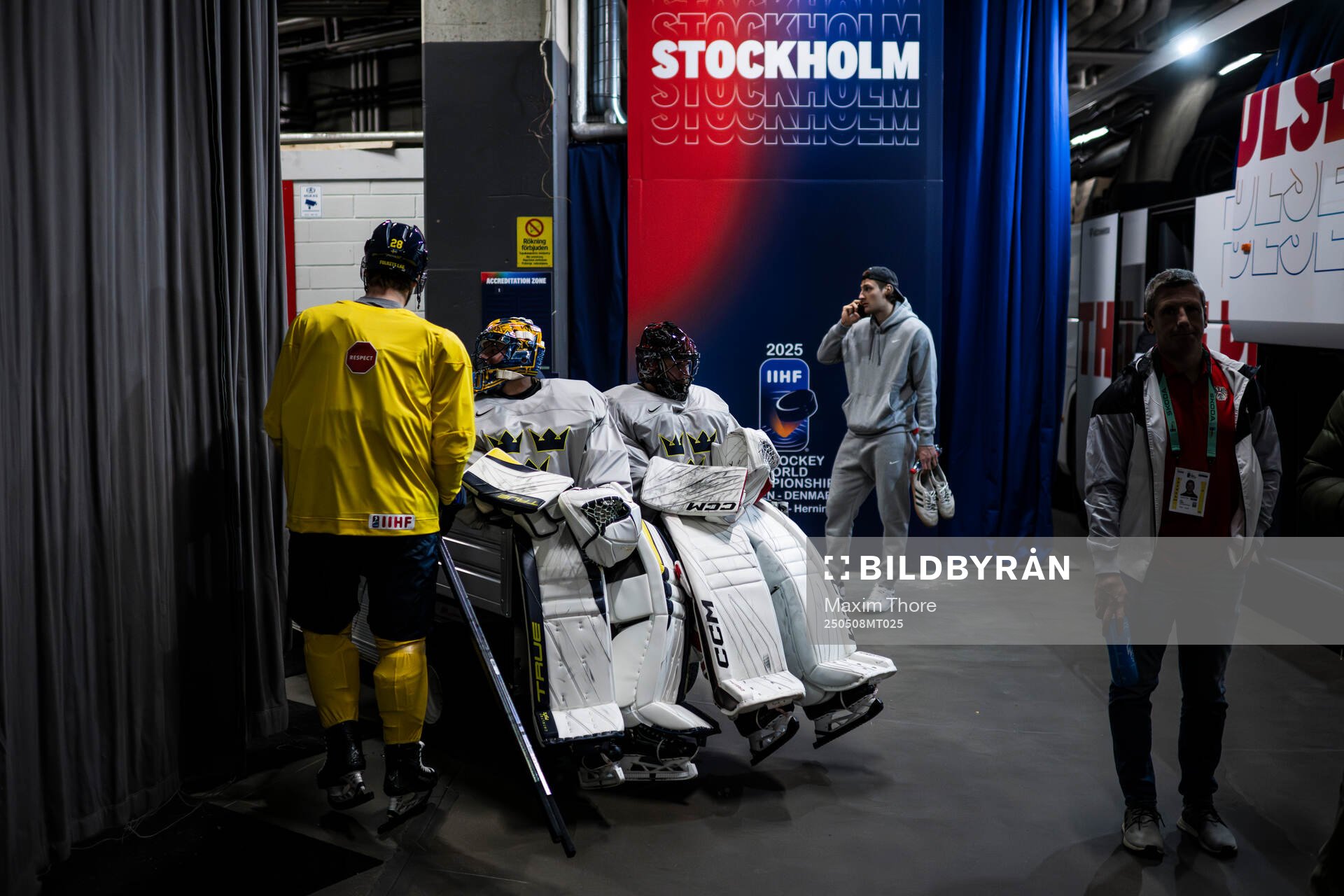 Goaltender Samuel Ersson and goaltender Jacob Markström of