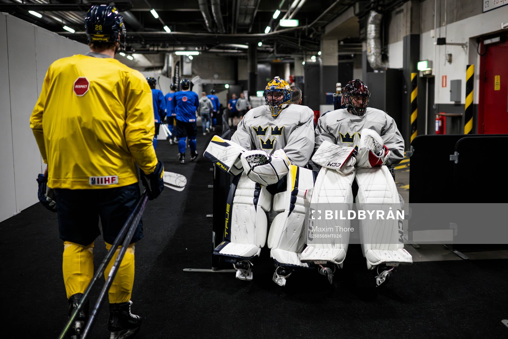 Goaltender Samuel Ersson and goaltender Jacob Markström of