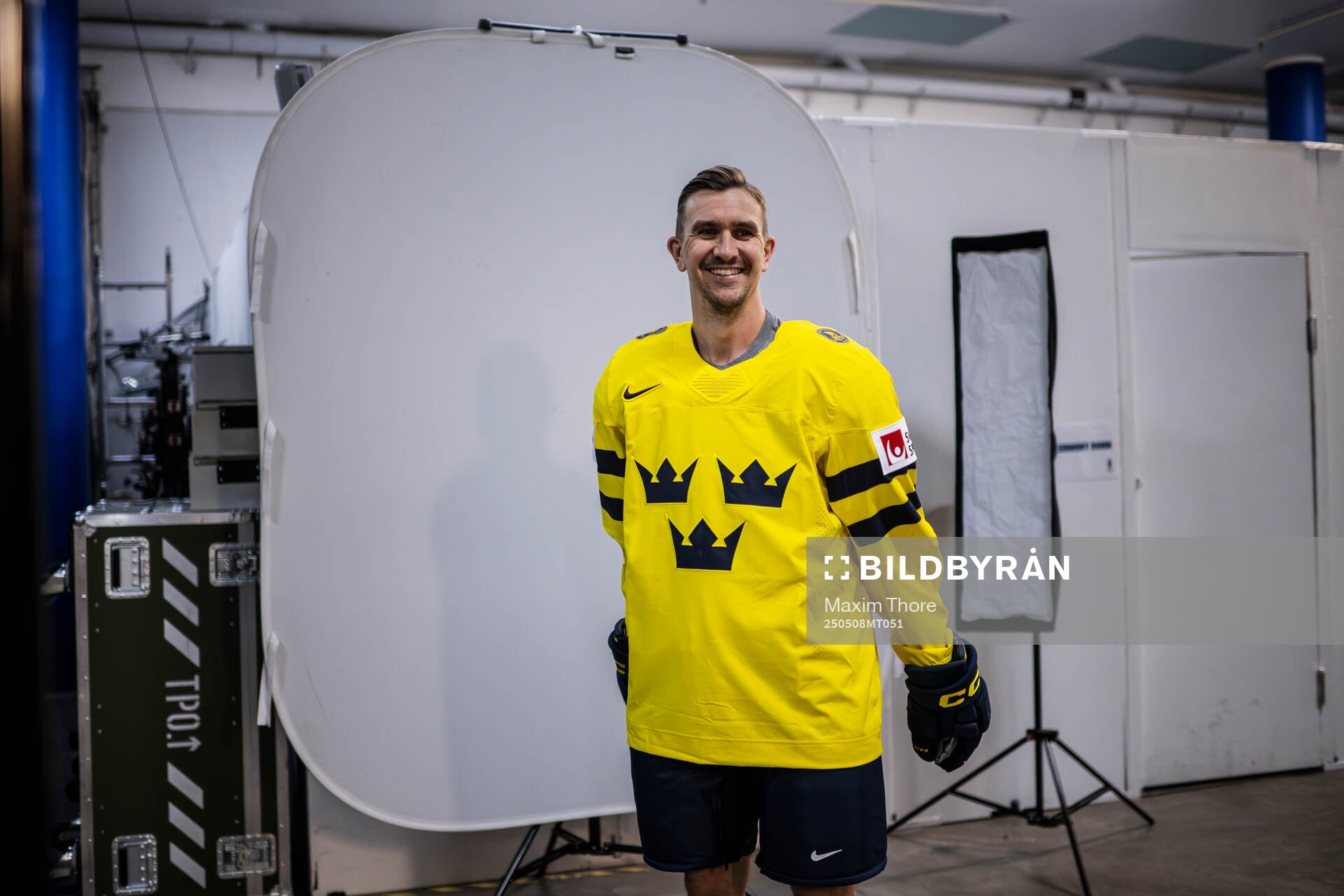 Mikael Backlund of Sweden in a photo studio ahaed of a