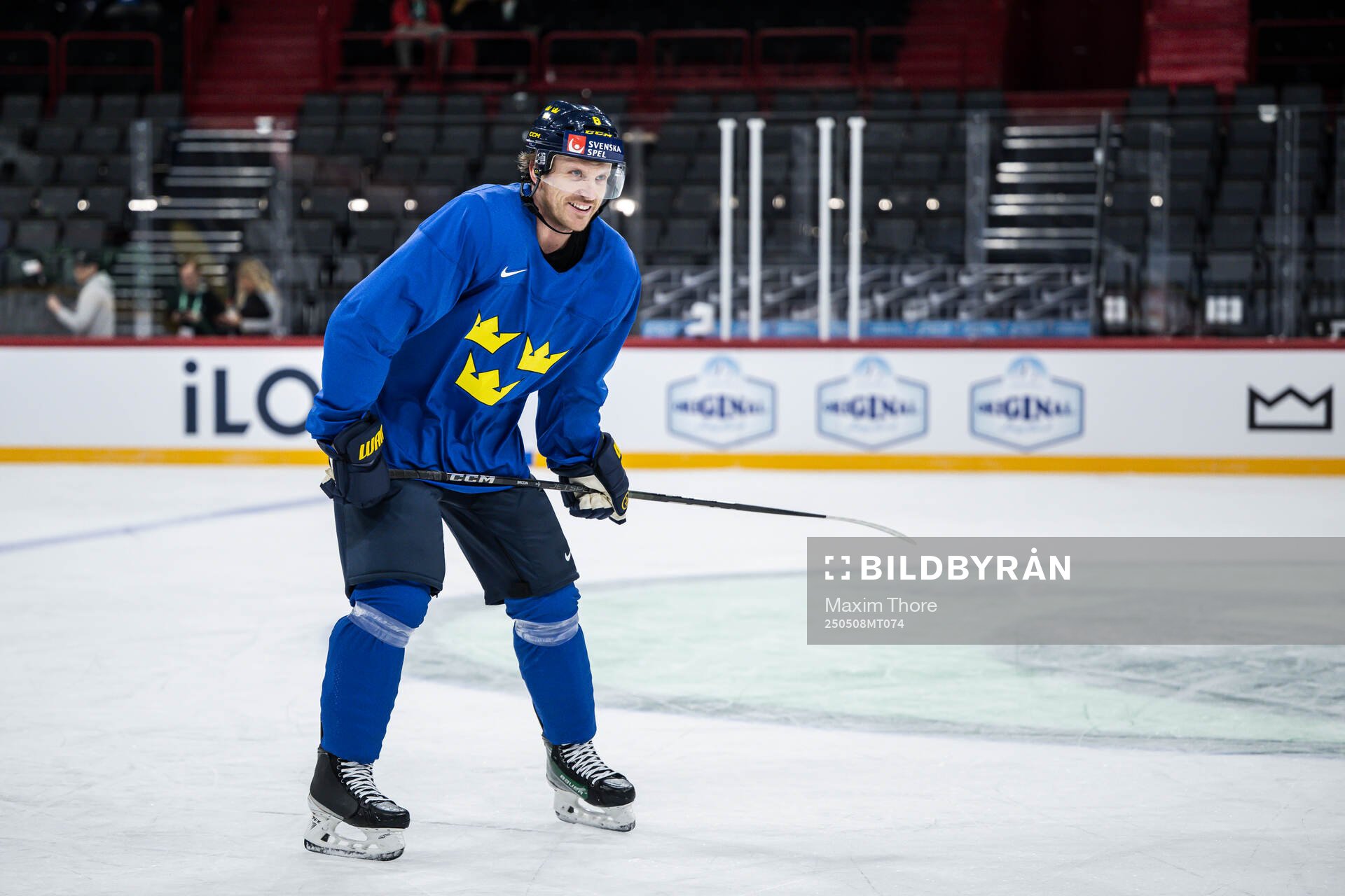 Jonas Brodin of Sweden at a practice session