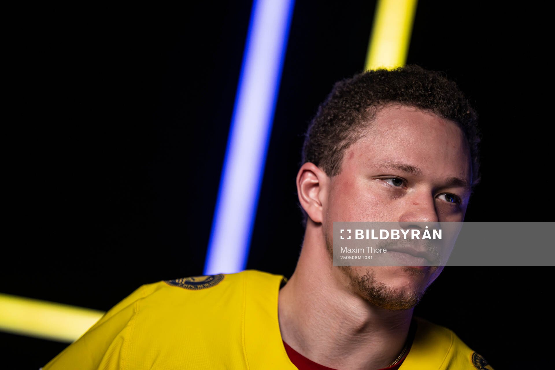 Lucas Raymond of Sweden in the IIHF studio