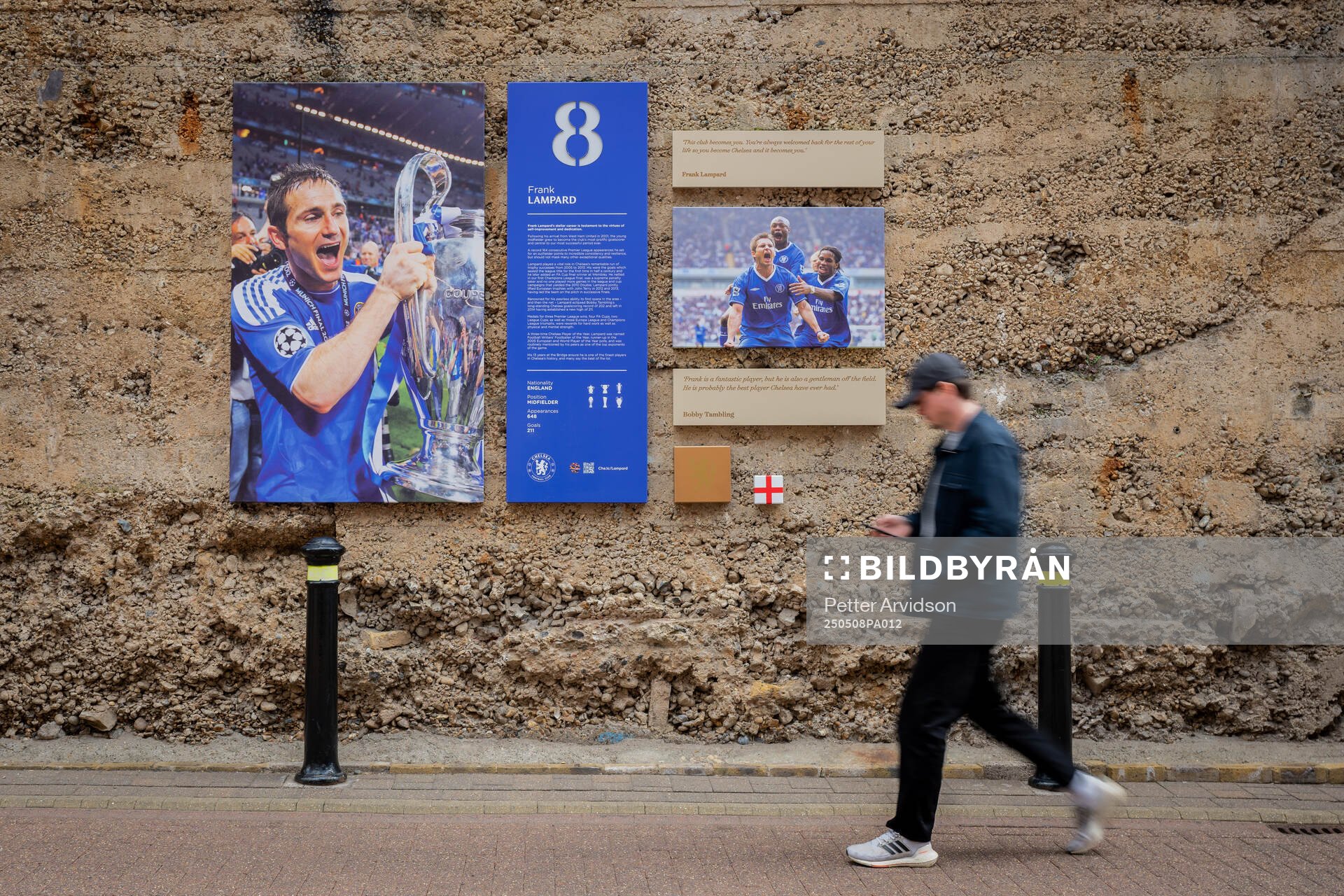 General view outside Stamford Bridge ahead of the UEFA Conference League semifinal second leg match between Chelsea and Djurgården on May 8, 2025 in London.