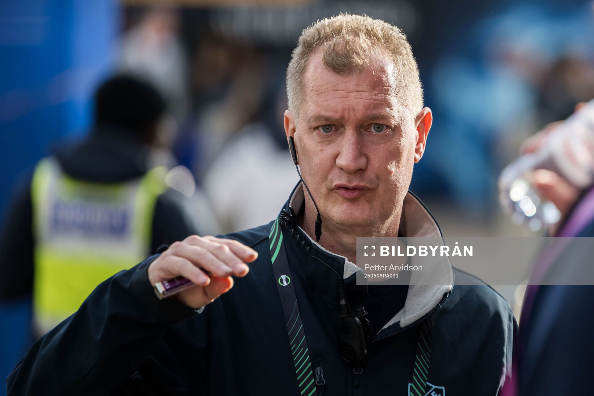 Mats Jonsson, head of security at Djurgården, ahead of the UEFA Conference League semifinal second leg match between Chelsea and Djurgården on May 8, 2025 in London.