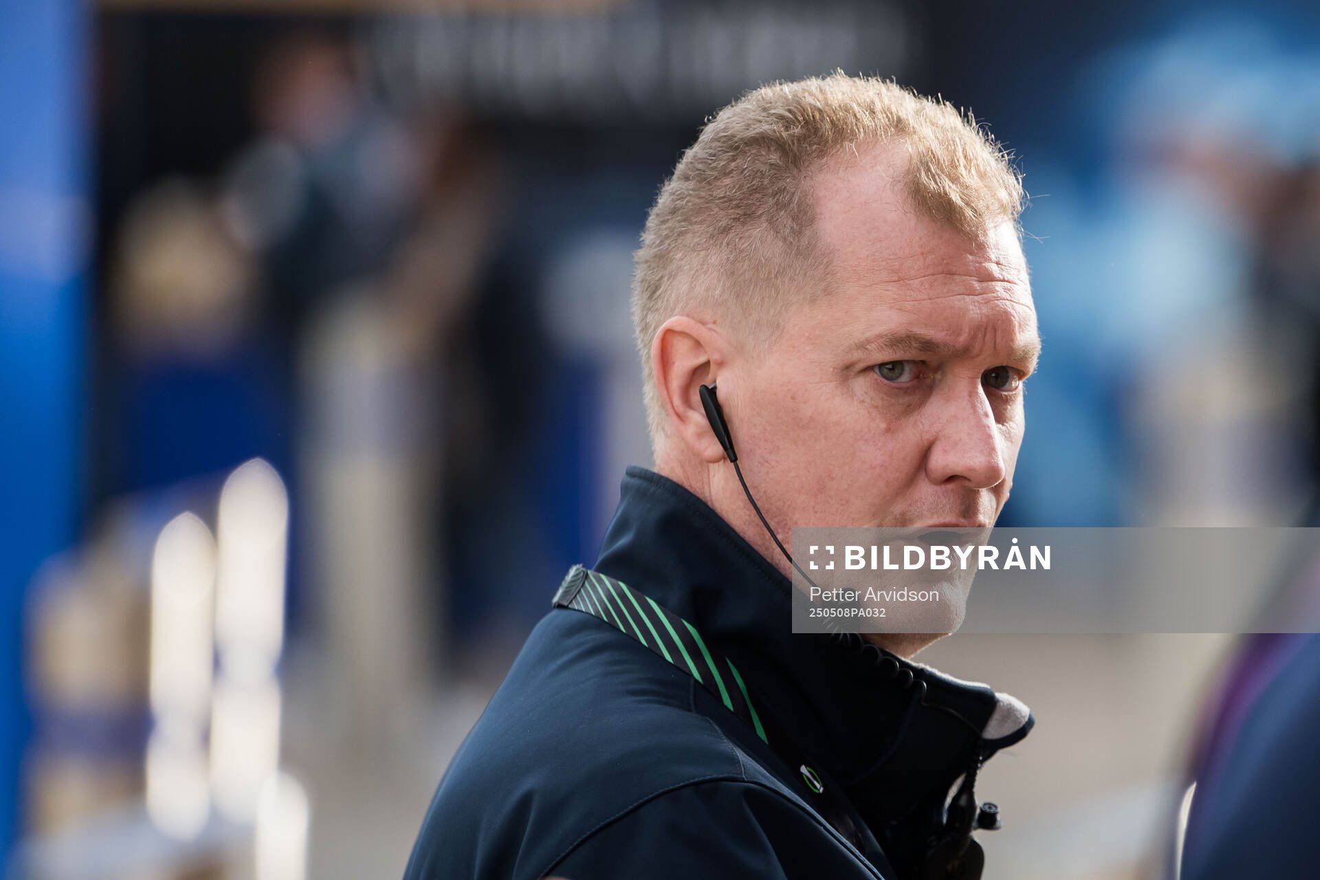 Mats Jonsson, head of security at Djurgården, ahead of the UEFA Conference League semifinal second leg match between Chelsea and Djurgården on May 8, 2025 in London.