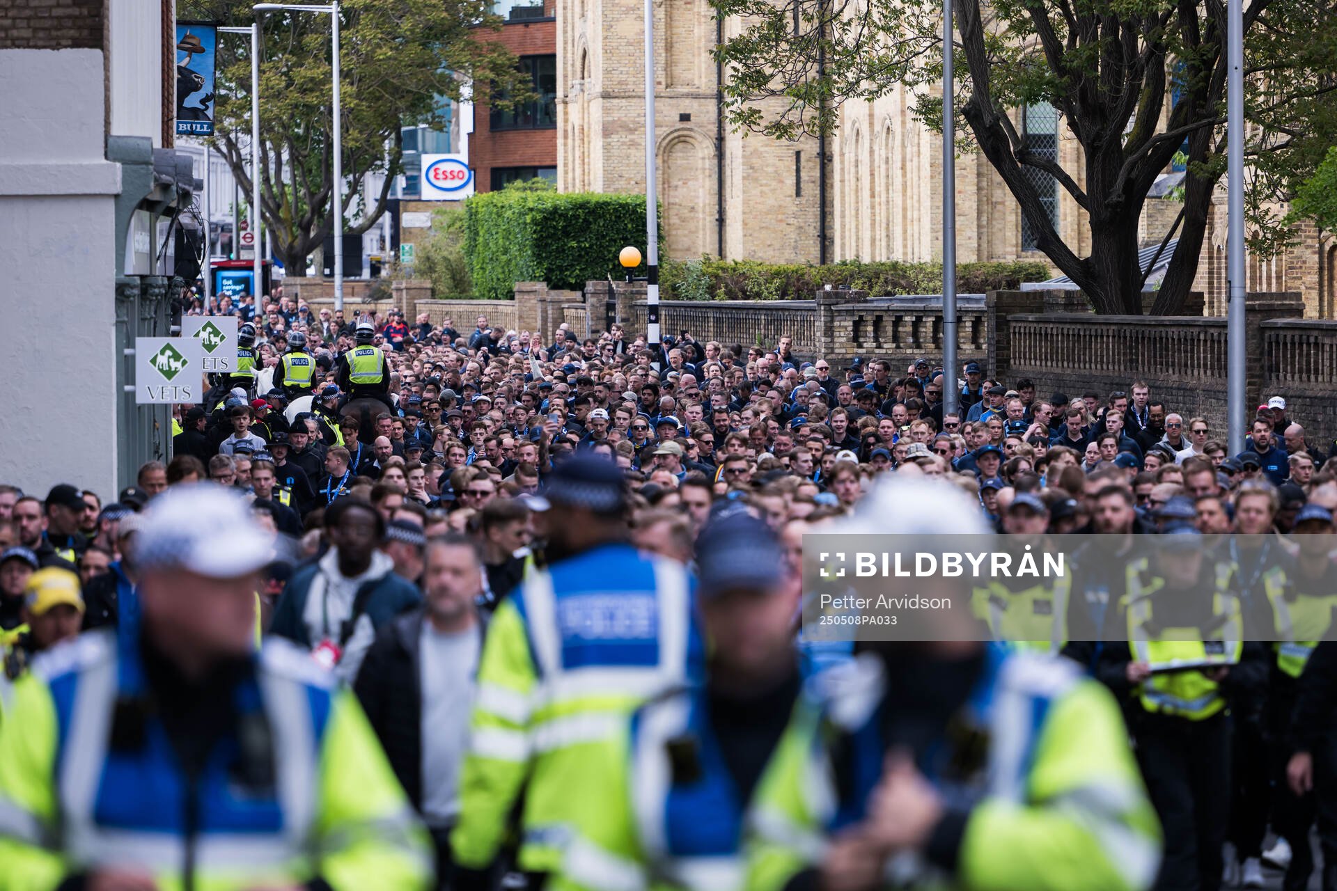 Fans of Djurgården arrive to the stadium