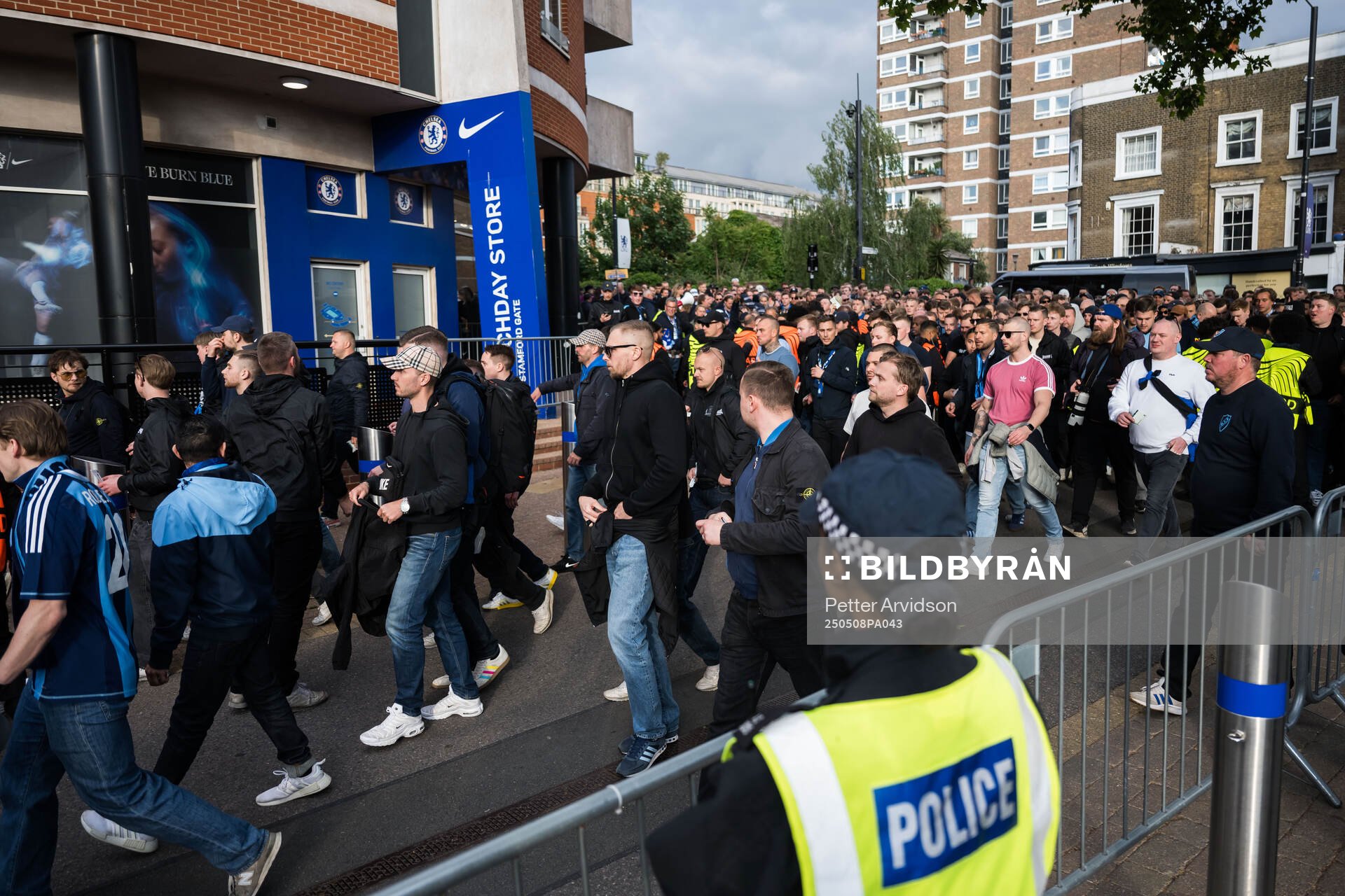 Fans of Djurgården outside the arena
