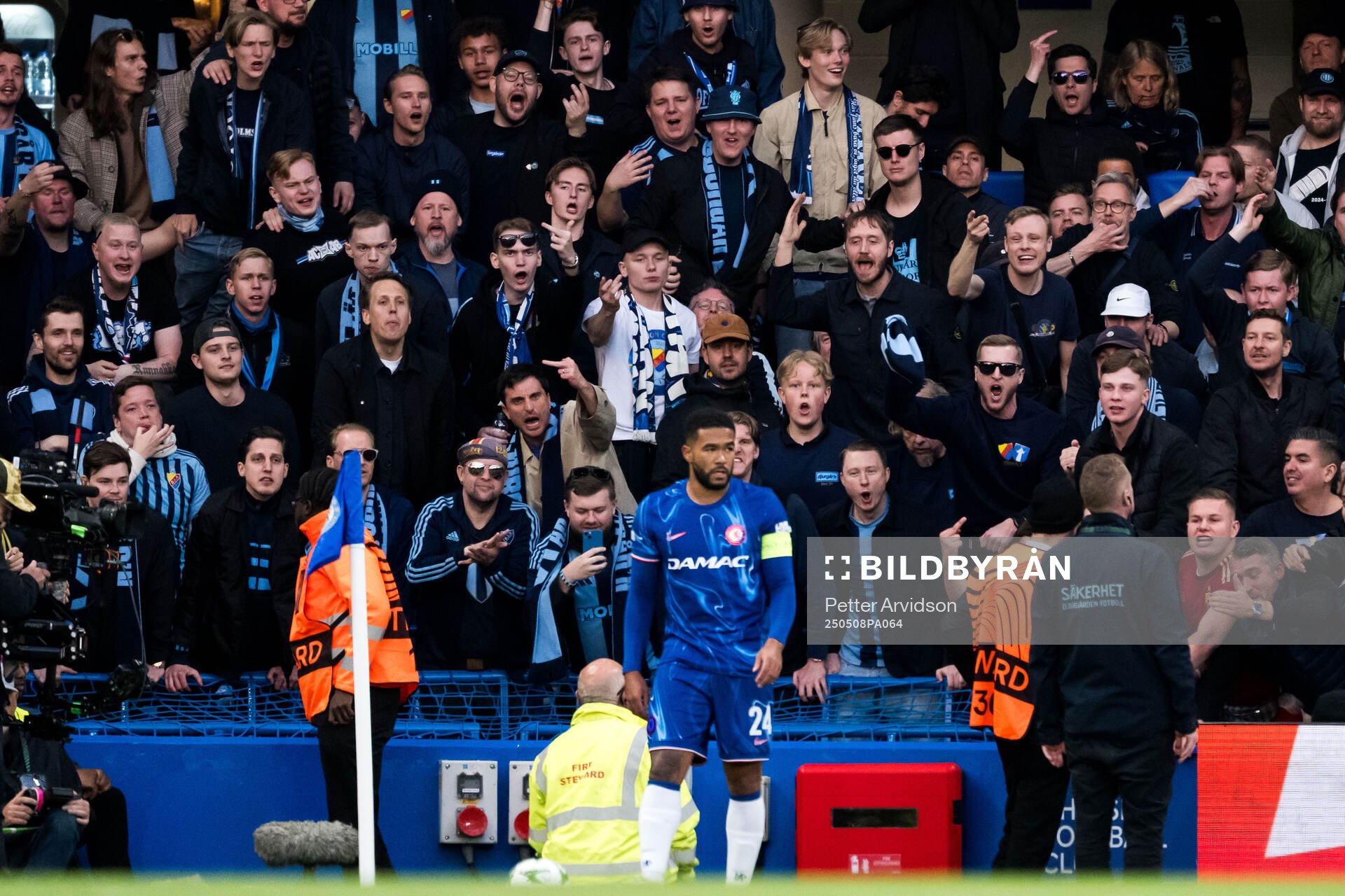 Reece James of Chelsea and fans of Djurgården