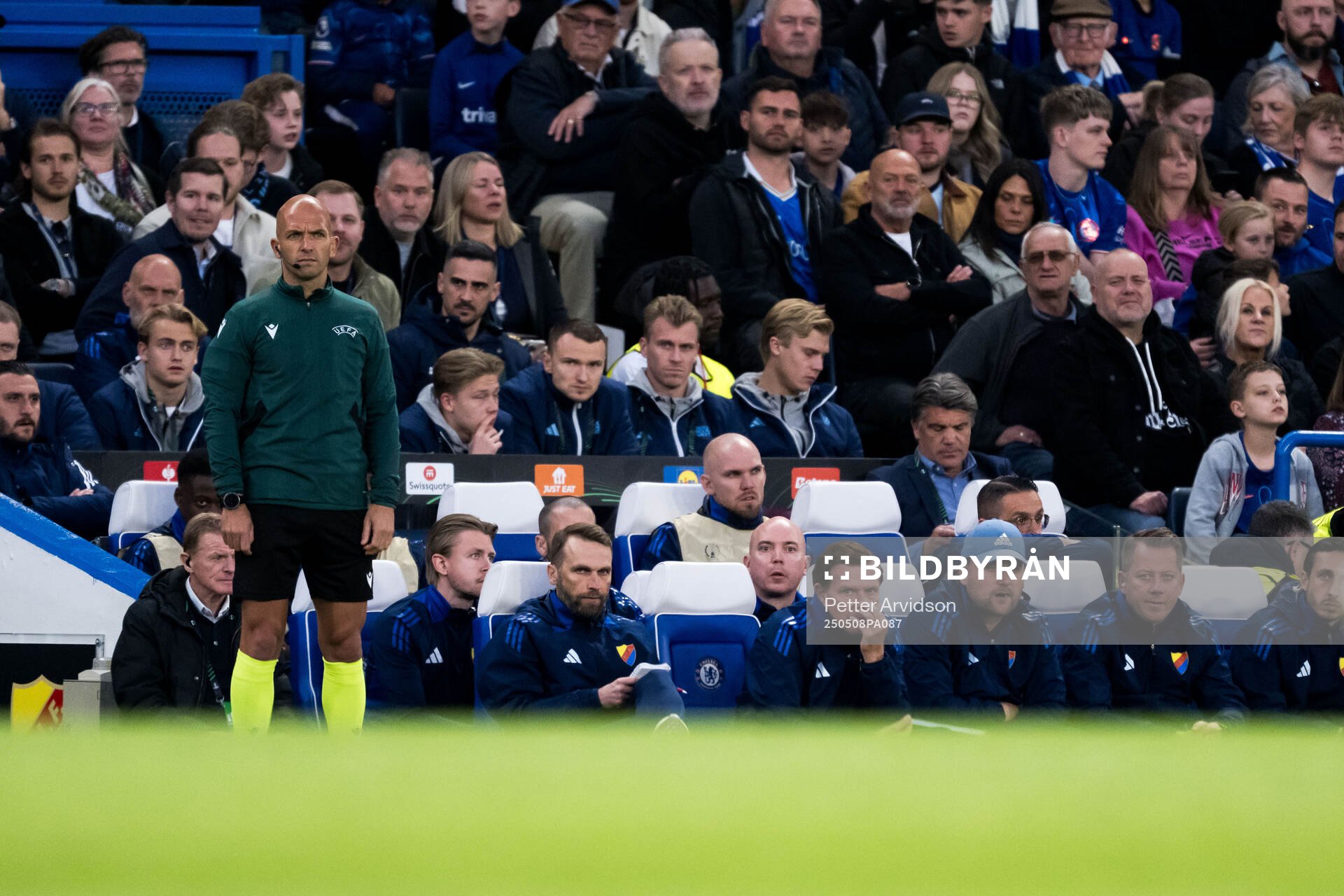 Head coach Jani Honkavaara of Djurgården during the UEFA Conference League semifinal second leg match between Chelsea and Djurgården on May 8, 2025 in London.