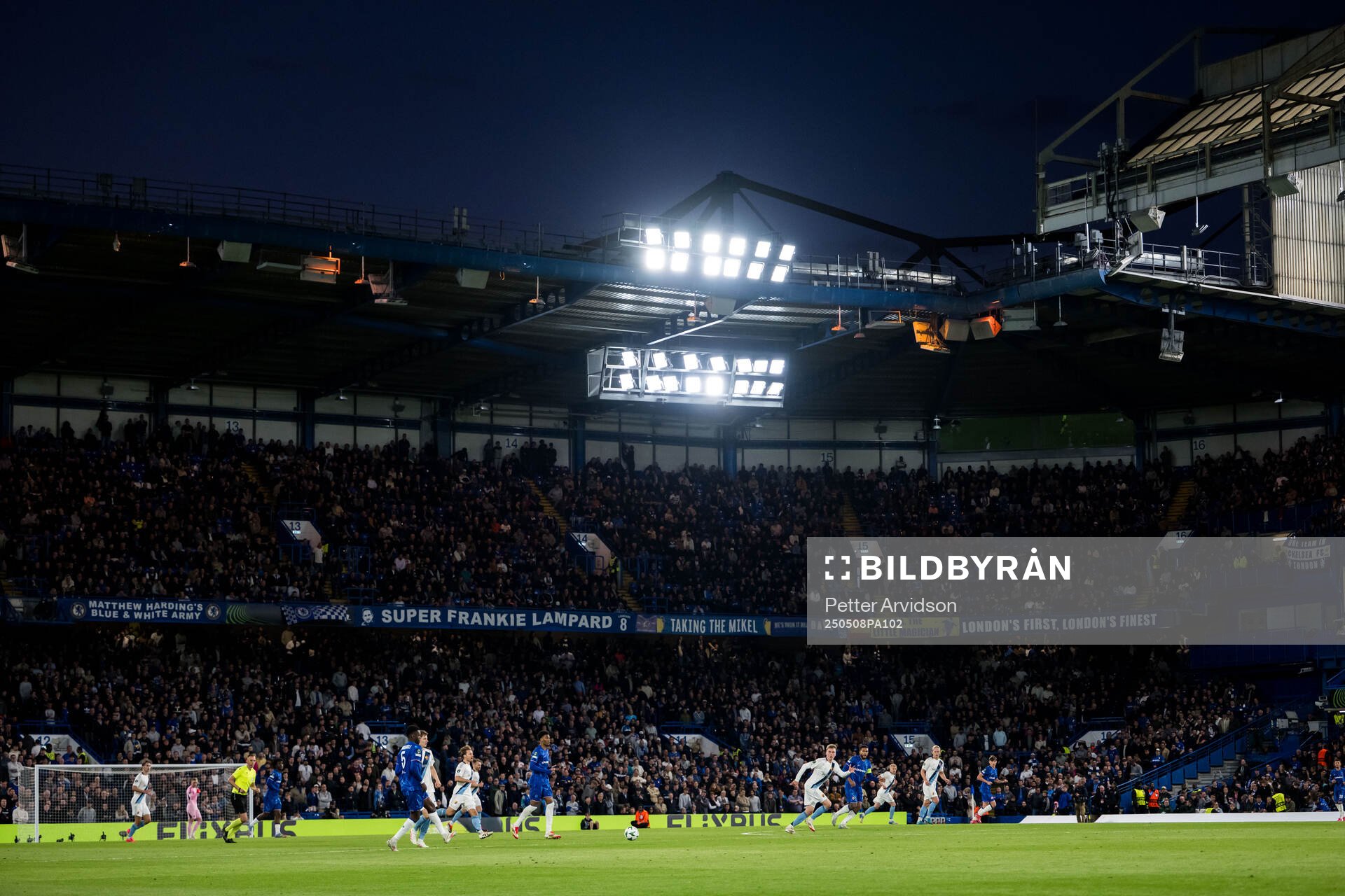 General view during the UEFA Conference League semifinal second leg match between Chelsea and Djurgården on May 8, 2025 in London.
