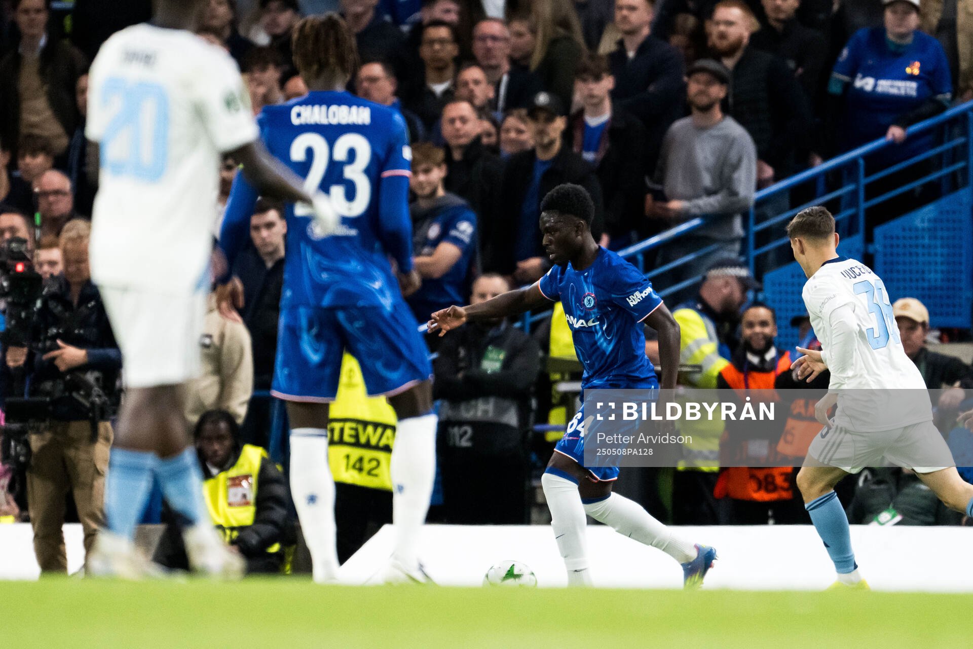 Genesis Antwi of Chelsea during the UEFA Conference League semifinal second leg match between Chelsea and Djurgården on May 8, 2025 in London.