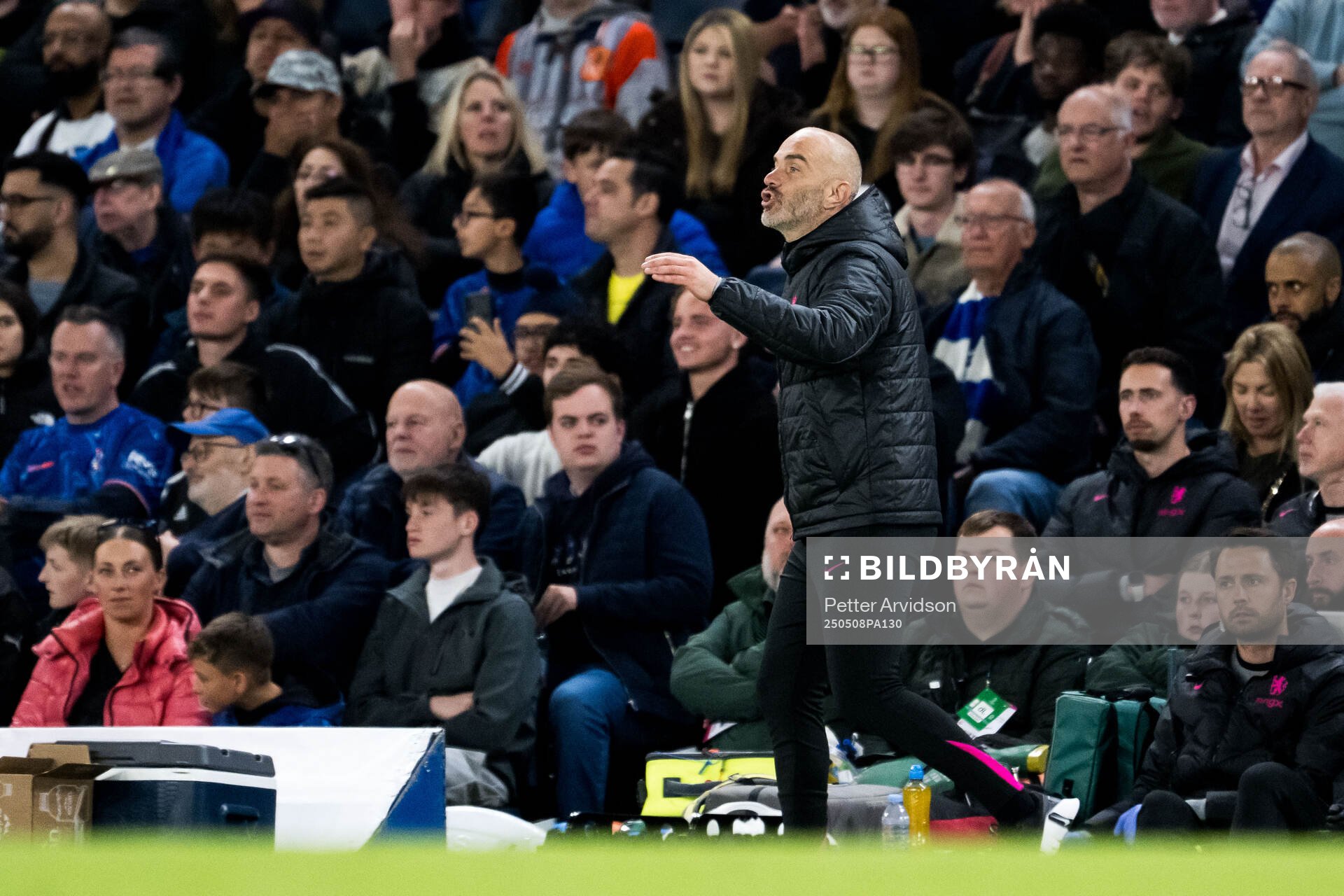 Head coach Enzo Maresca of Chelsea during the UEFA Conference League semifinal second leg match between Chelsea and Djurgården on May 8, 2025 in London.