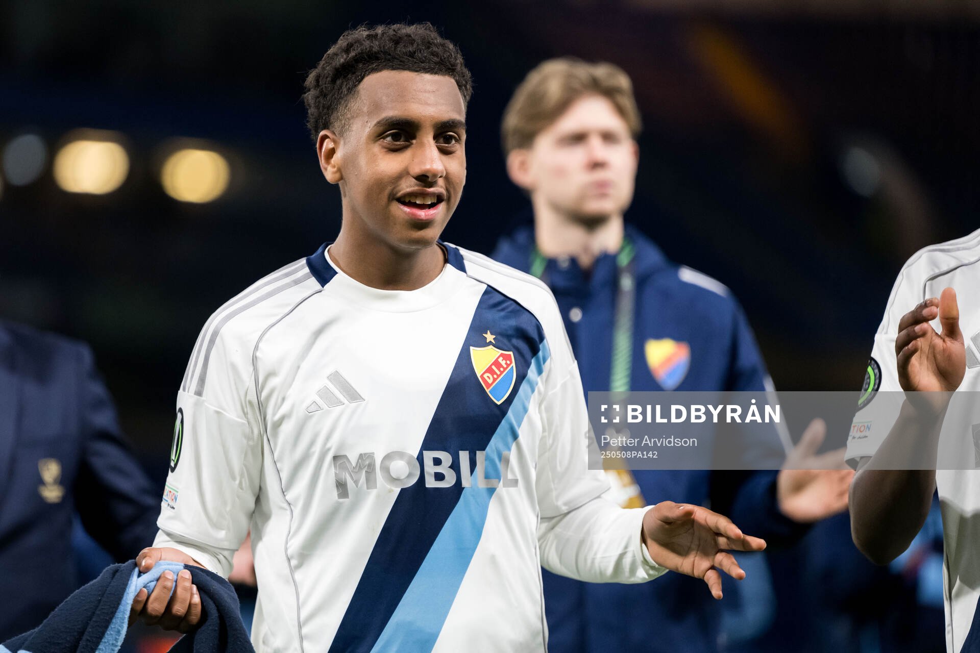 Isak Alemayehu Mulugeta of Djurgården after the UEFA Conference League semifinal second leg match between Chelsea and Djurgården on May 8, 2025 in London.