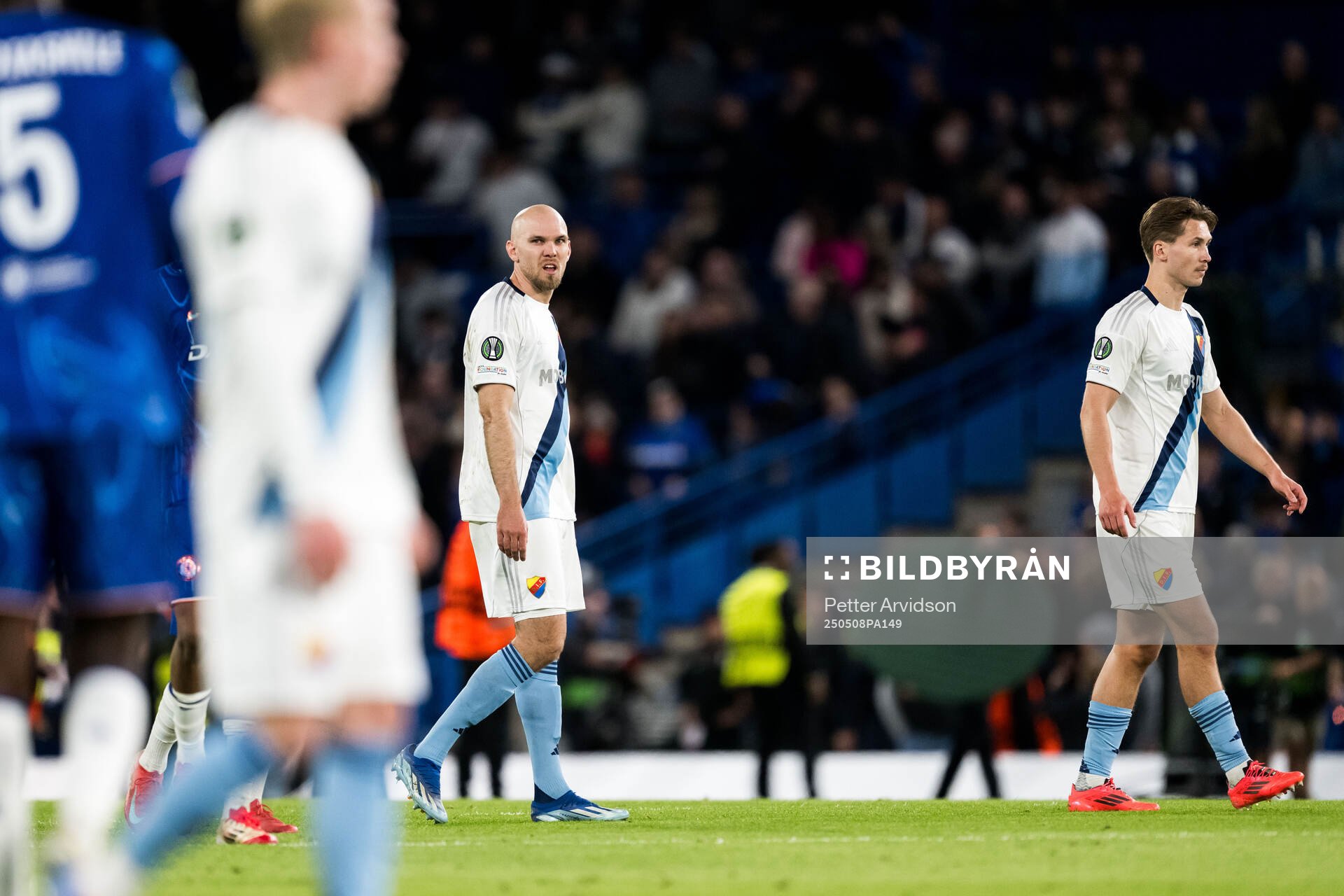 Marcus Danielson of Djurgården after the UEFA Conference League semifinal second leg match between Chelsea and Djurgården on May 8, 2025 in London.
