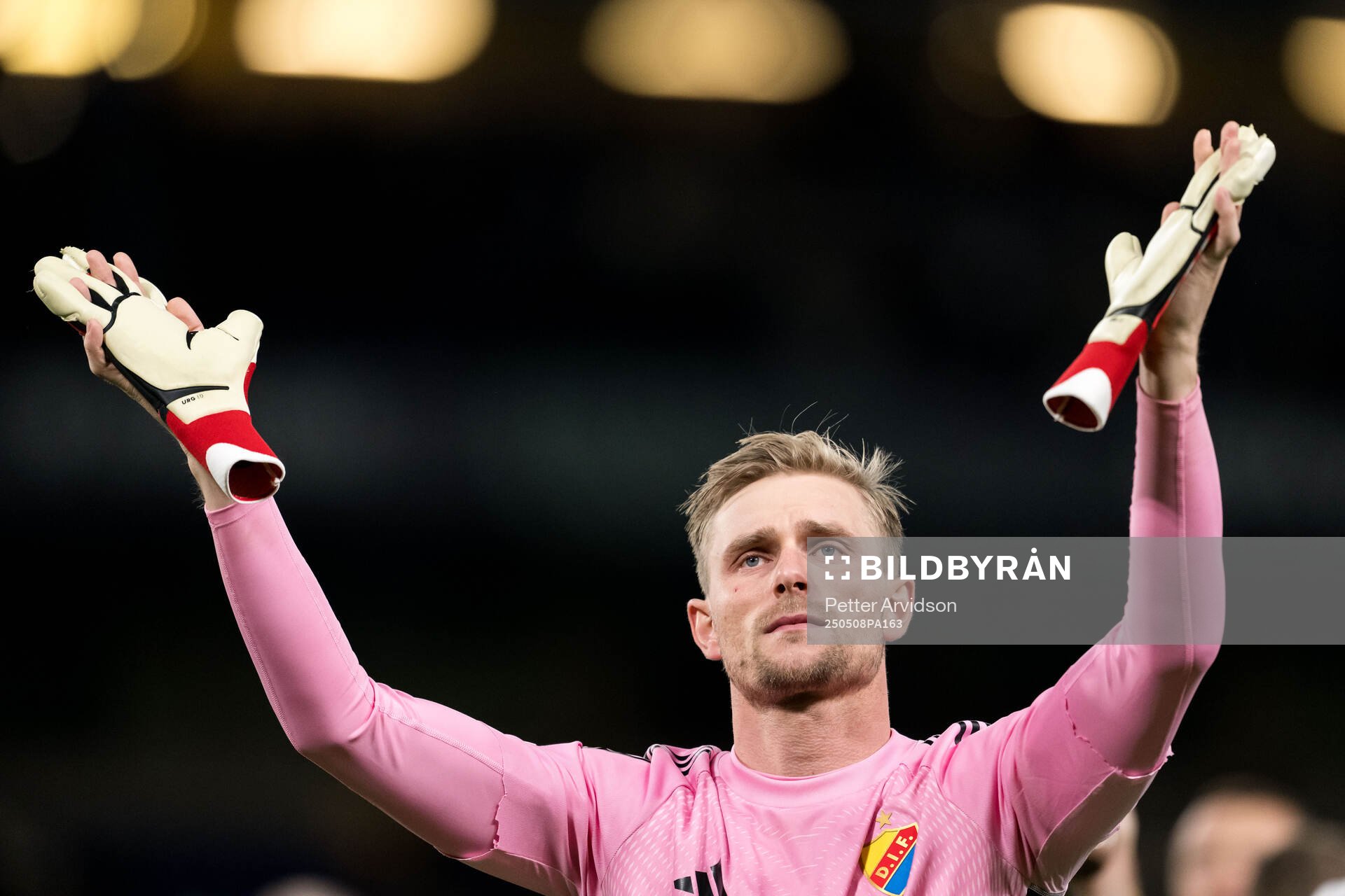 Goalkeeper Jacob Rinne of Djurgården after the UEFA Conference League semifinal second leg match between Chelsea and Djurgården on May 8, 2025 in London.