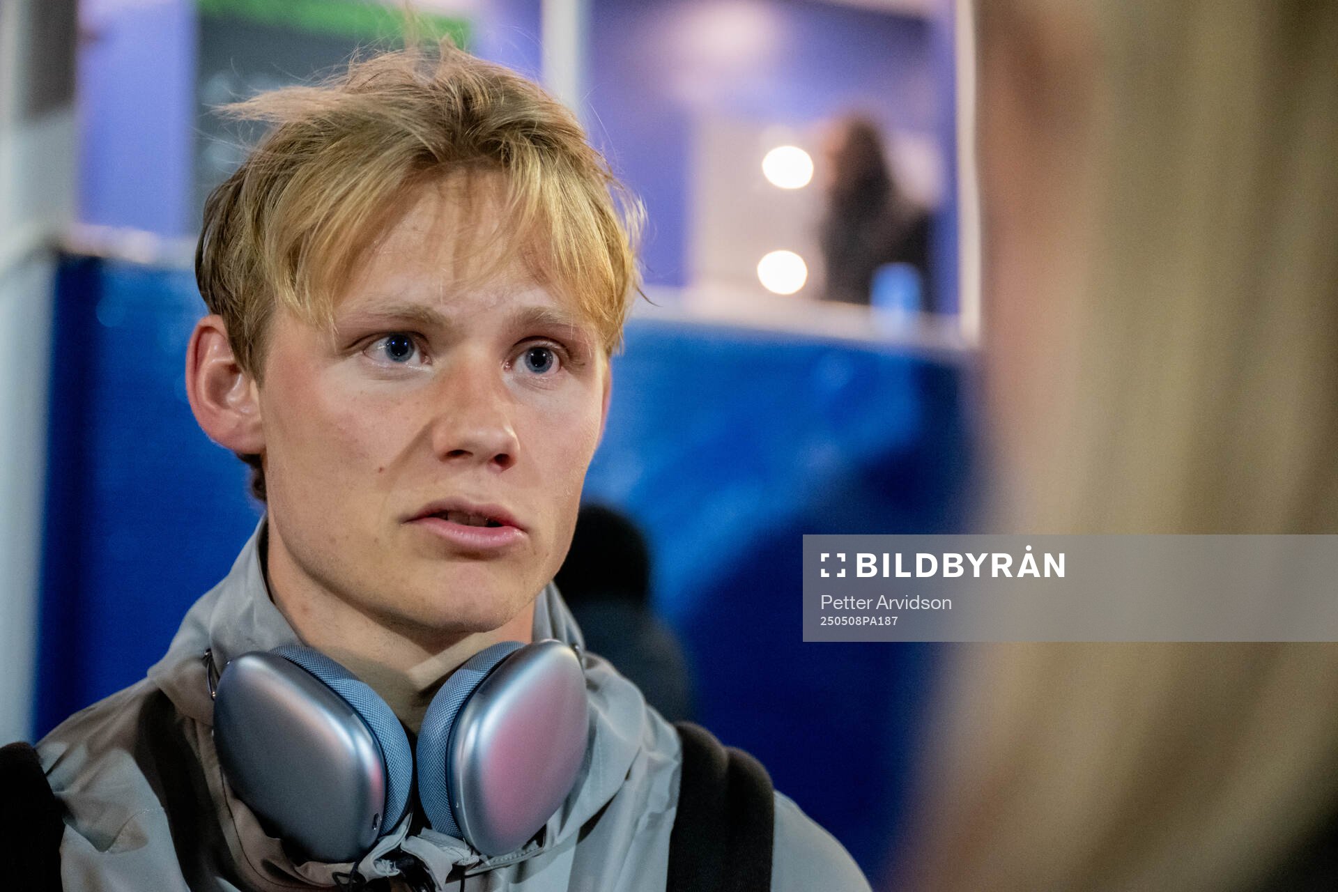 Tobias Gulliksen of Djurgården is being interviewed after the UEFA Conference League semifinal second leg match between Chelsea and Djurgården on May 8, 2025 in London.