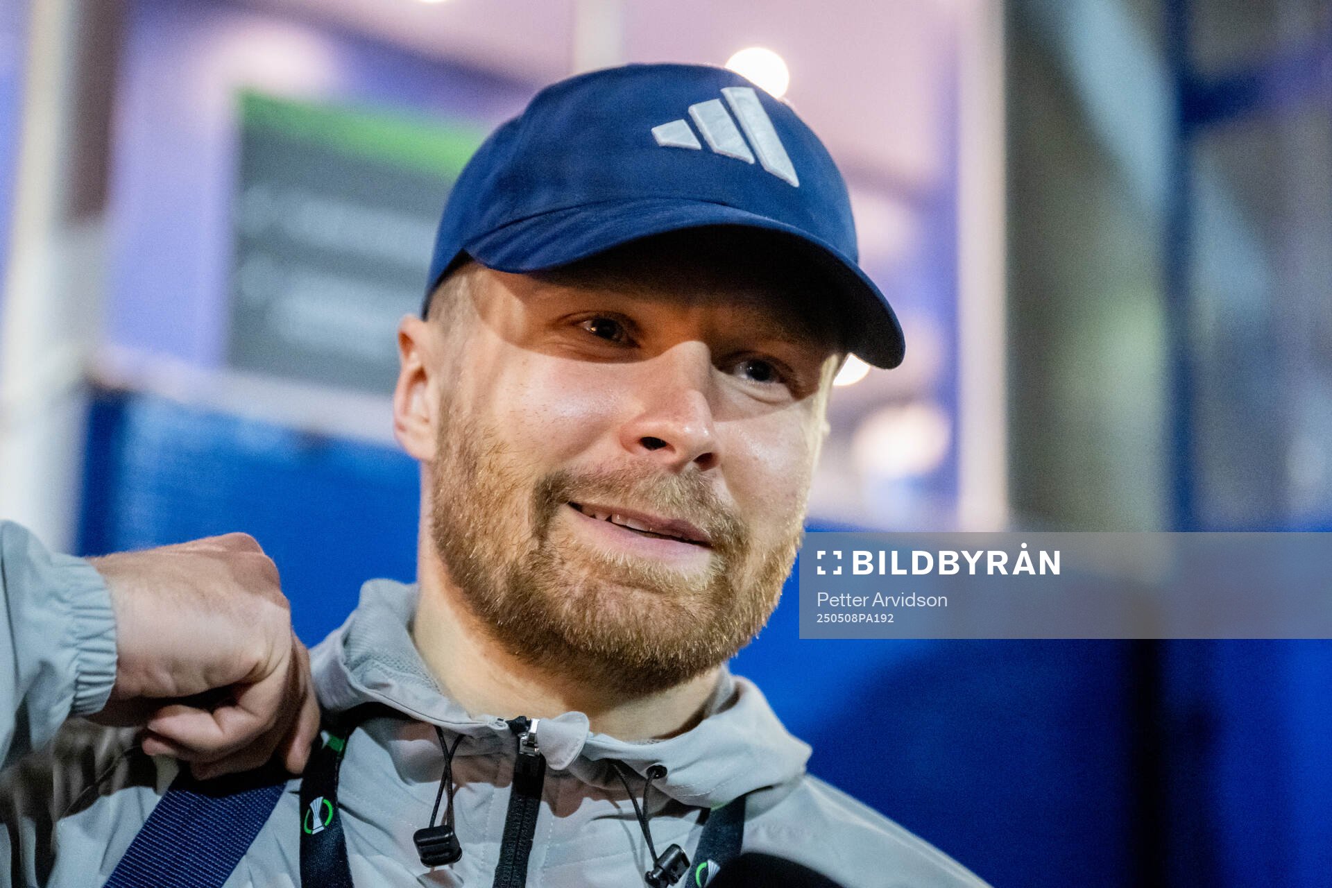 Jacob Une of Djurgården is being interviewed after the UEFA Conference League semifinal second leg match between Chelsea and Djurgården on May 8, 2025 in London.