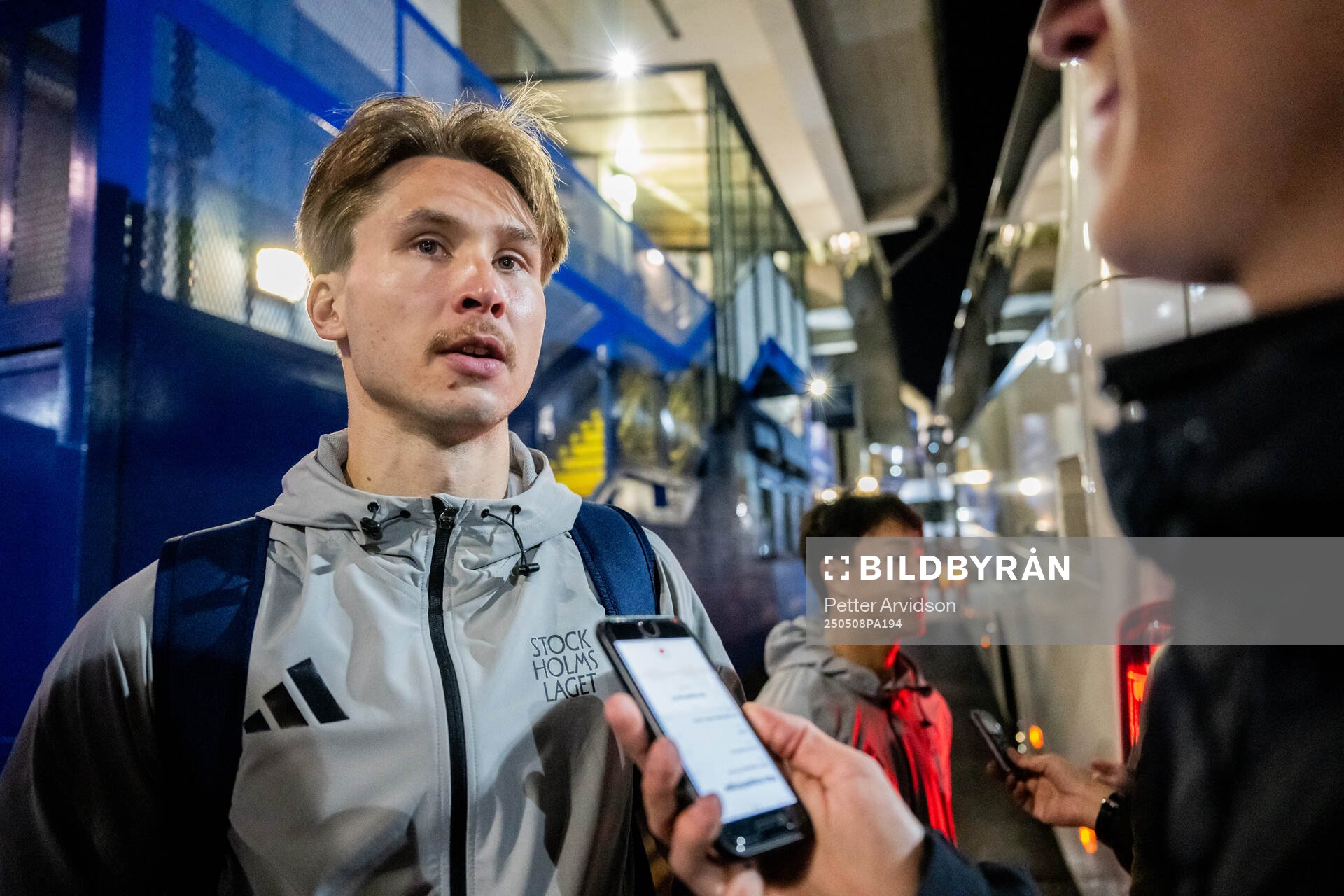 Miro Tenho of Djurgården is being interviewed after the UEFA Conference League semifinal second leg match between Chelsea and Djurgården on May 8, 2025 in London.